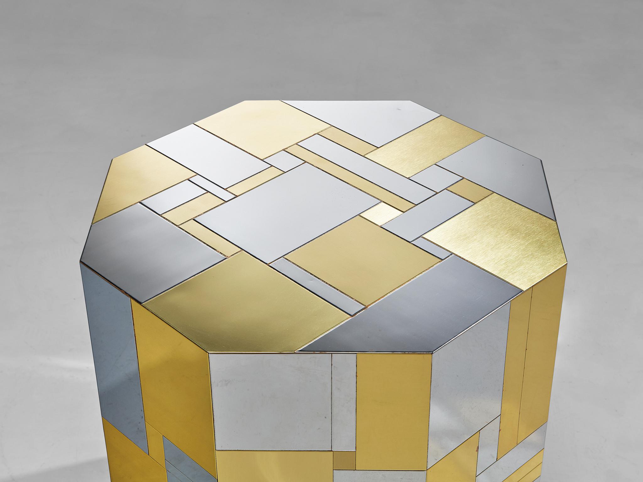 Late 20th Century Paul Evans for Directional 'Cityscape' PE200 Side Table in Steel and Brass