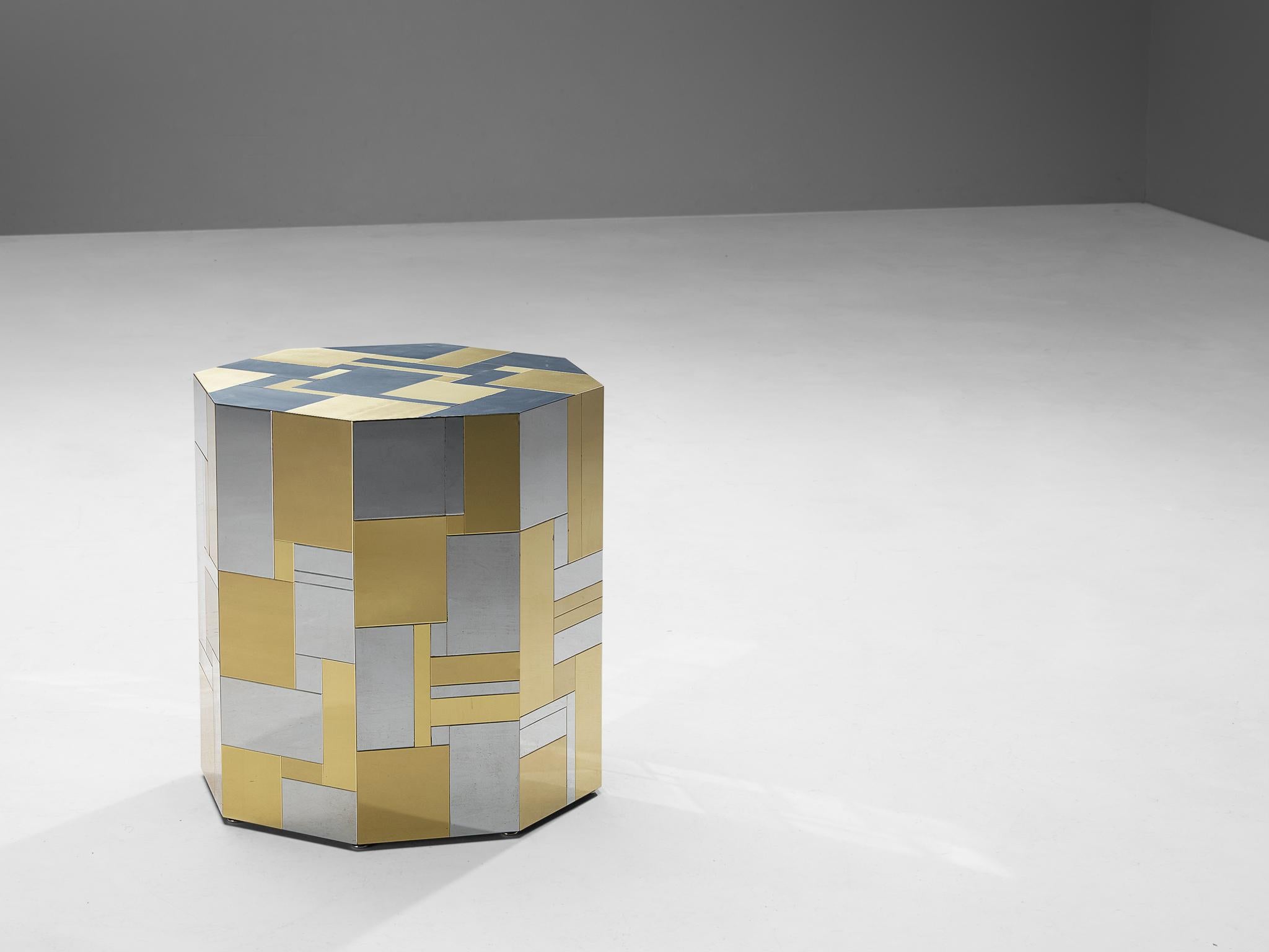 Paul Evans for Directional 'Cityscape' PE200 Side Table in Steel and Brass 1