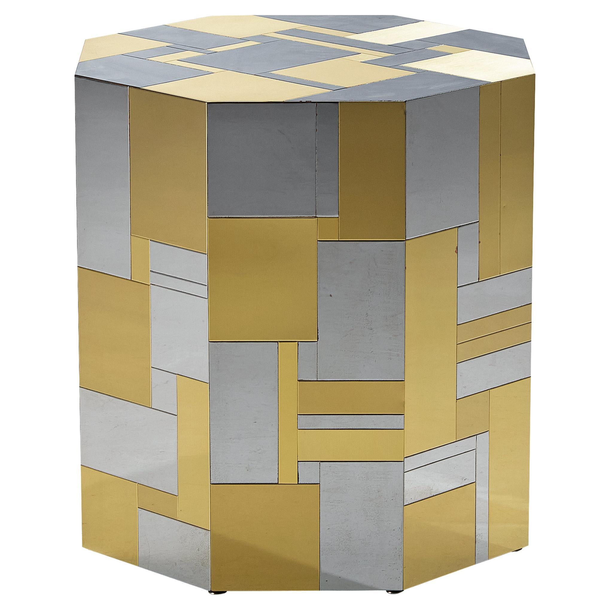 Paul Evans for Directional 'Cityscape' PE200 Side Table in Steel and Brass  For Sale