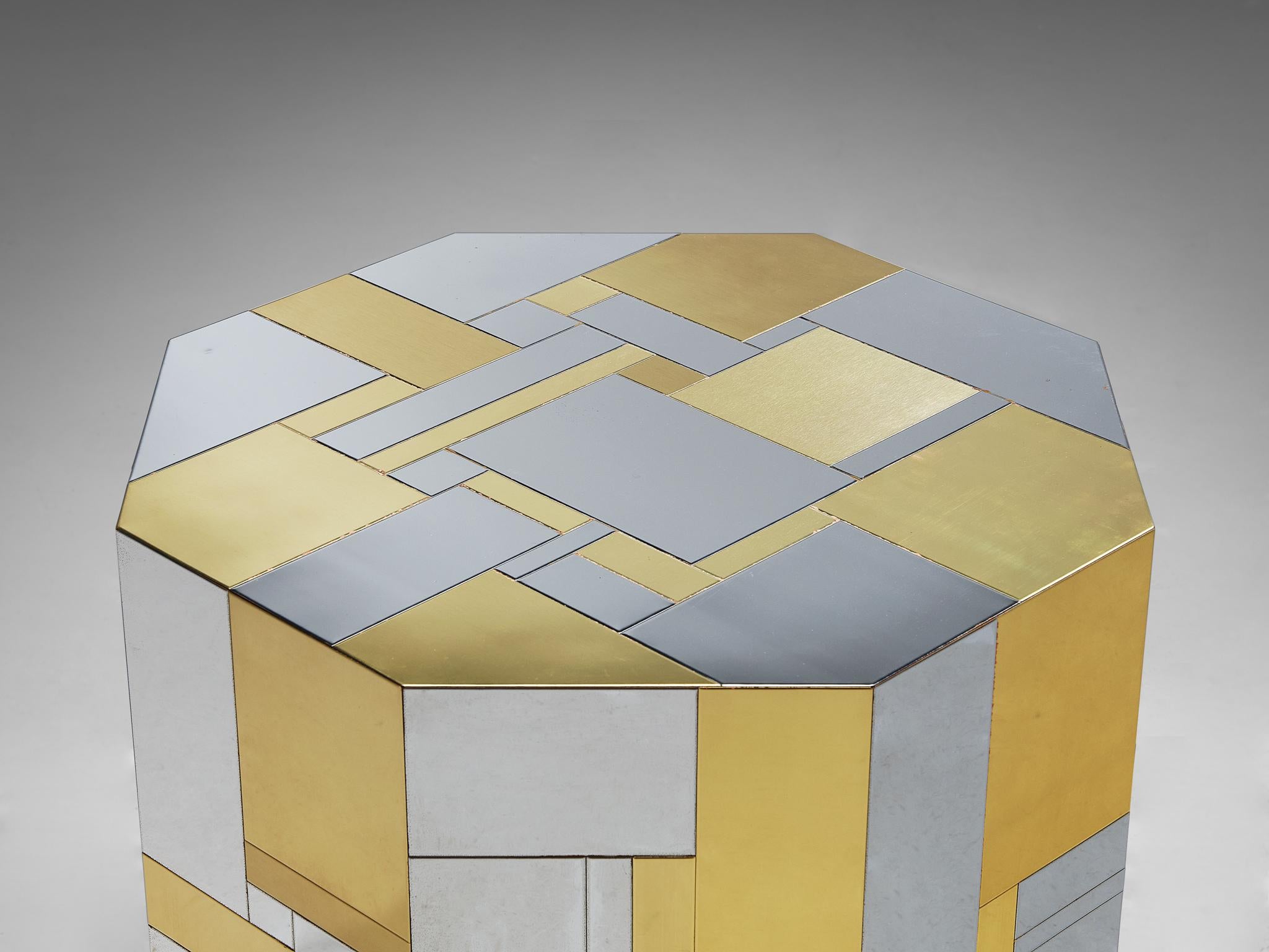Post-Modern Paul Evans for Directional 'Cityscape' PE200 Side Table Steel and Brass