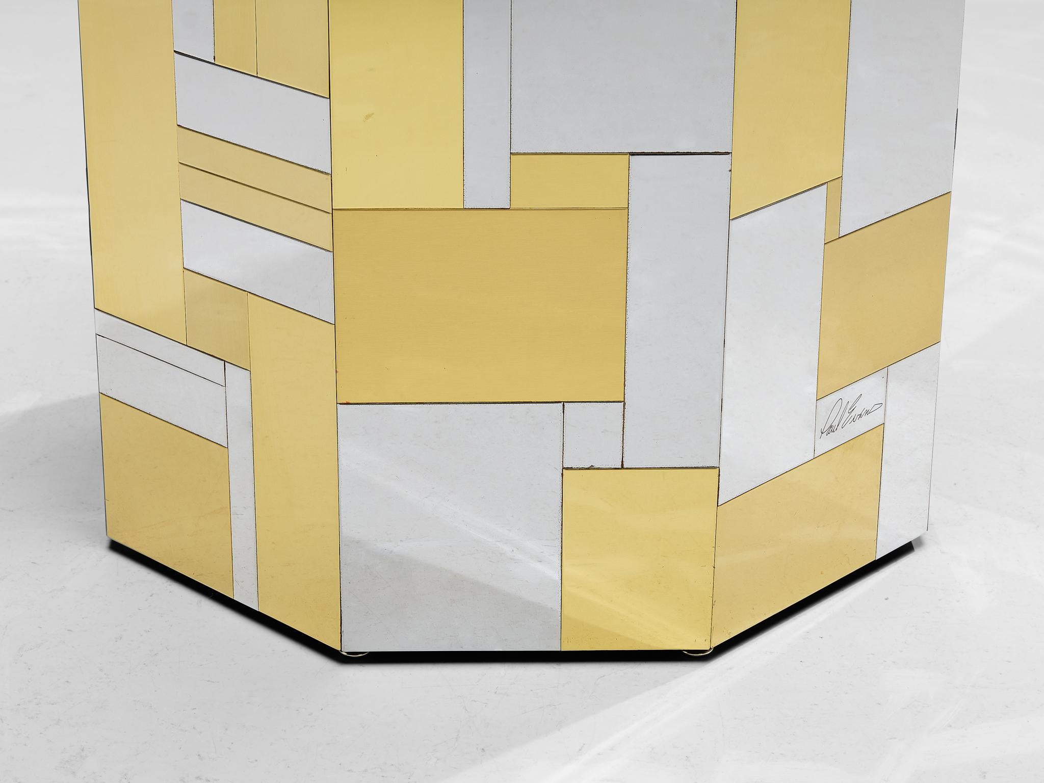 Paul Evans for Directional 'Cityscape' PE200 Side Table Steel and Brass In Good Condition In Waalwijk, NL