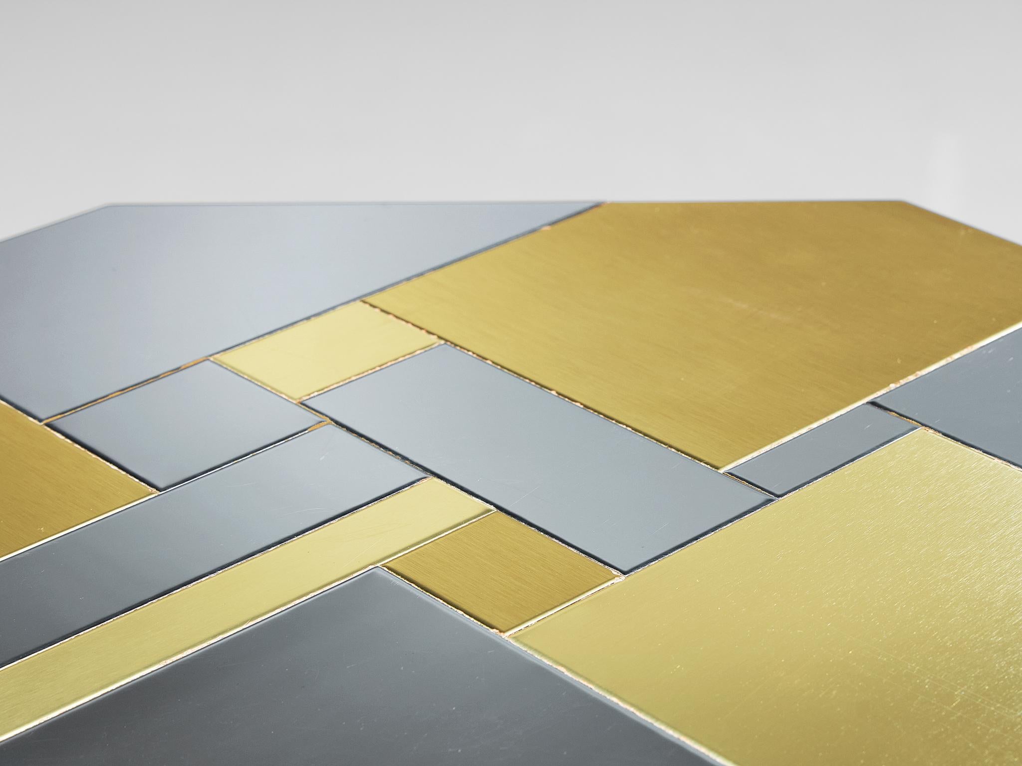 Late 20th Century Paul Evans for Directional 'Cityscape' PE200 Side Table Steel and Brass
