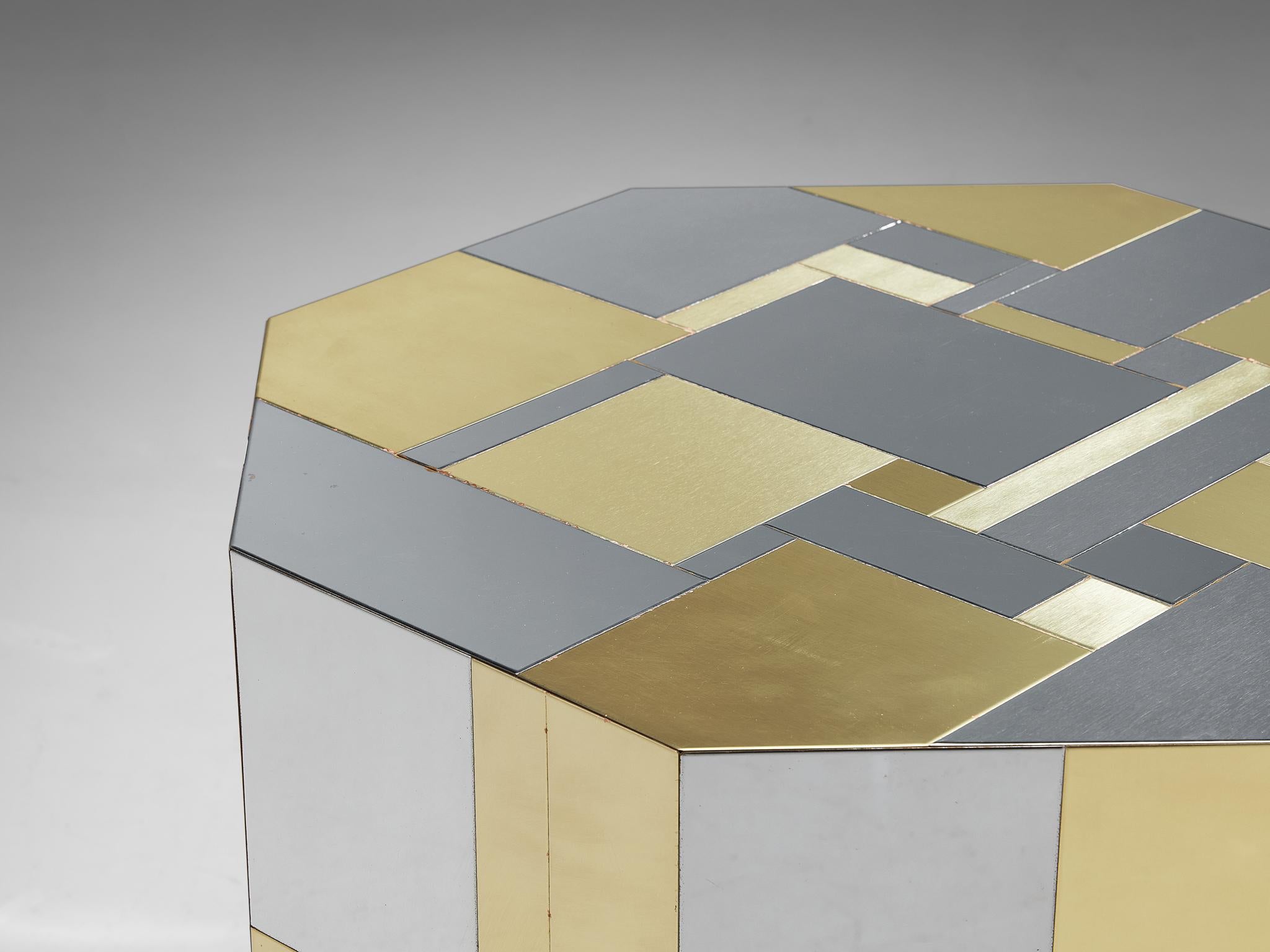 Paul Evans for Directional 'Cityscape' PE200 Side Table Steel and Brass 1