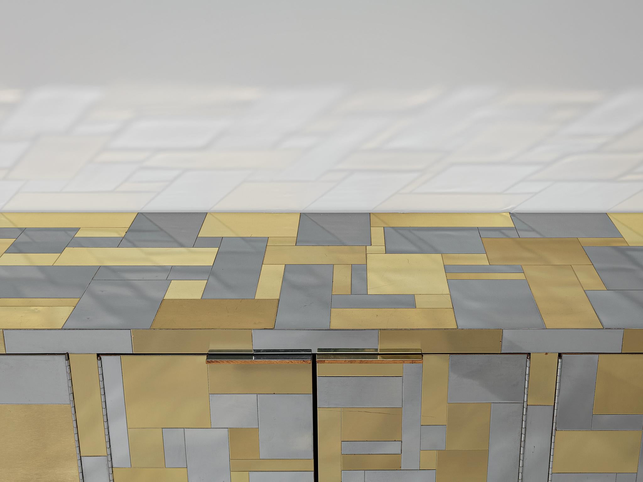 Late 20th Century Paul Evans for Directional ‘Cityscape' PE280 Sideboard in Steel and Brass