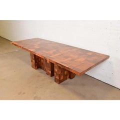 Paul Evans for Directional Cityscape Pedestal Extension Dining Table, 1970s