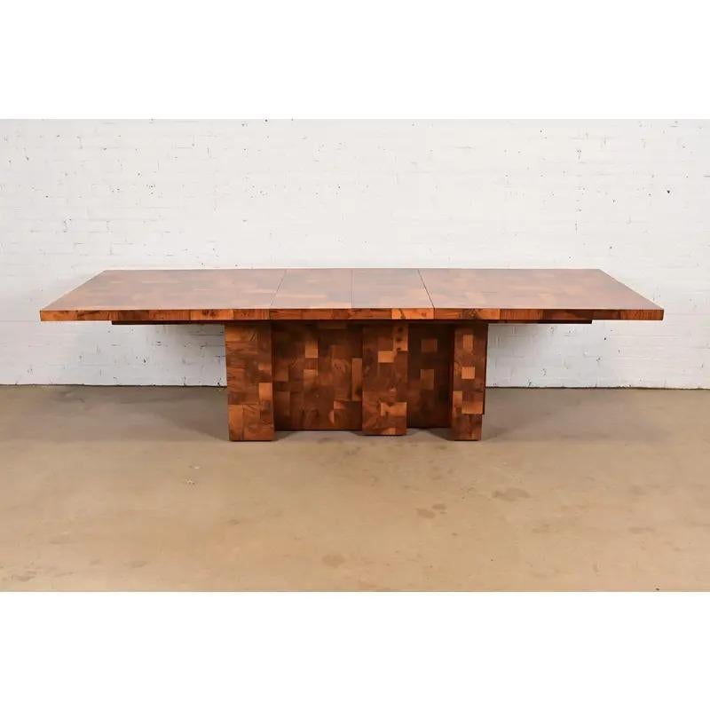 Mid-Century Modern Paul Evans for Directional Cityscape Pedestal Extension Dining Table, 1970 en vente