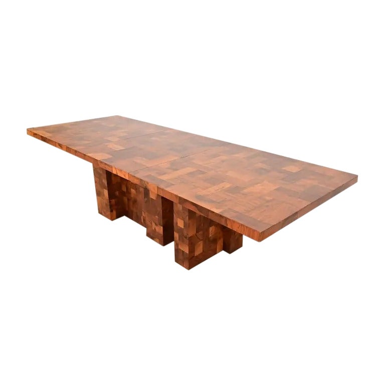 Paul Evans for Directional Cityscape Pedestal Extension Dining Table, 1970 en vente