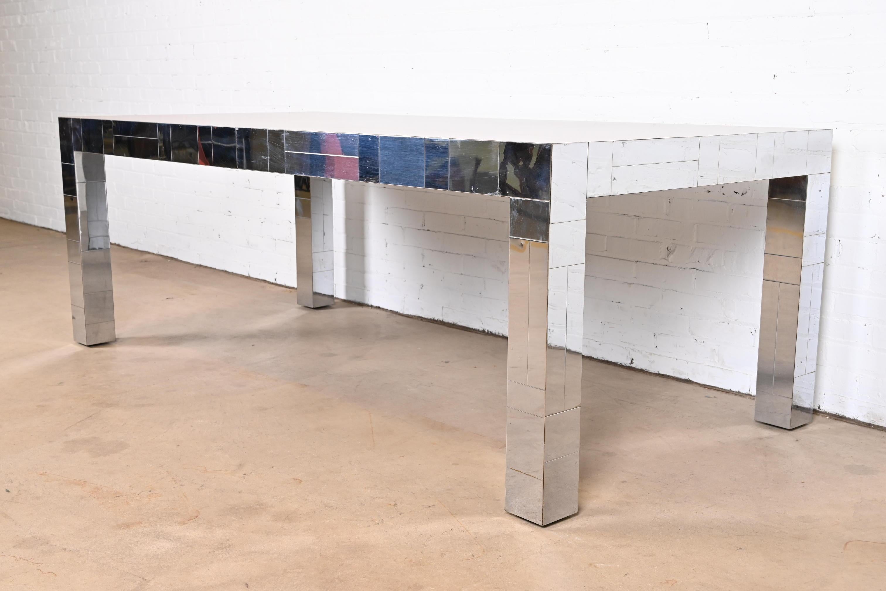 American Paul Evans for Directional Cityscape Rosewood and Chrome Parsons Dining Table