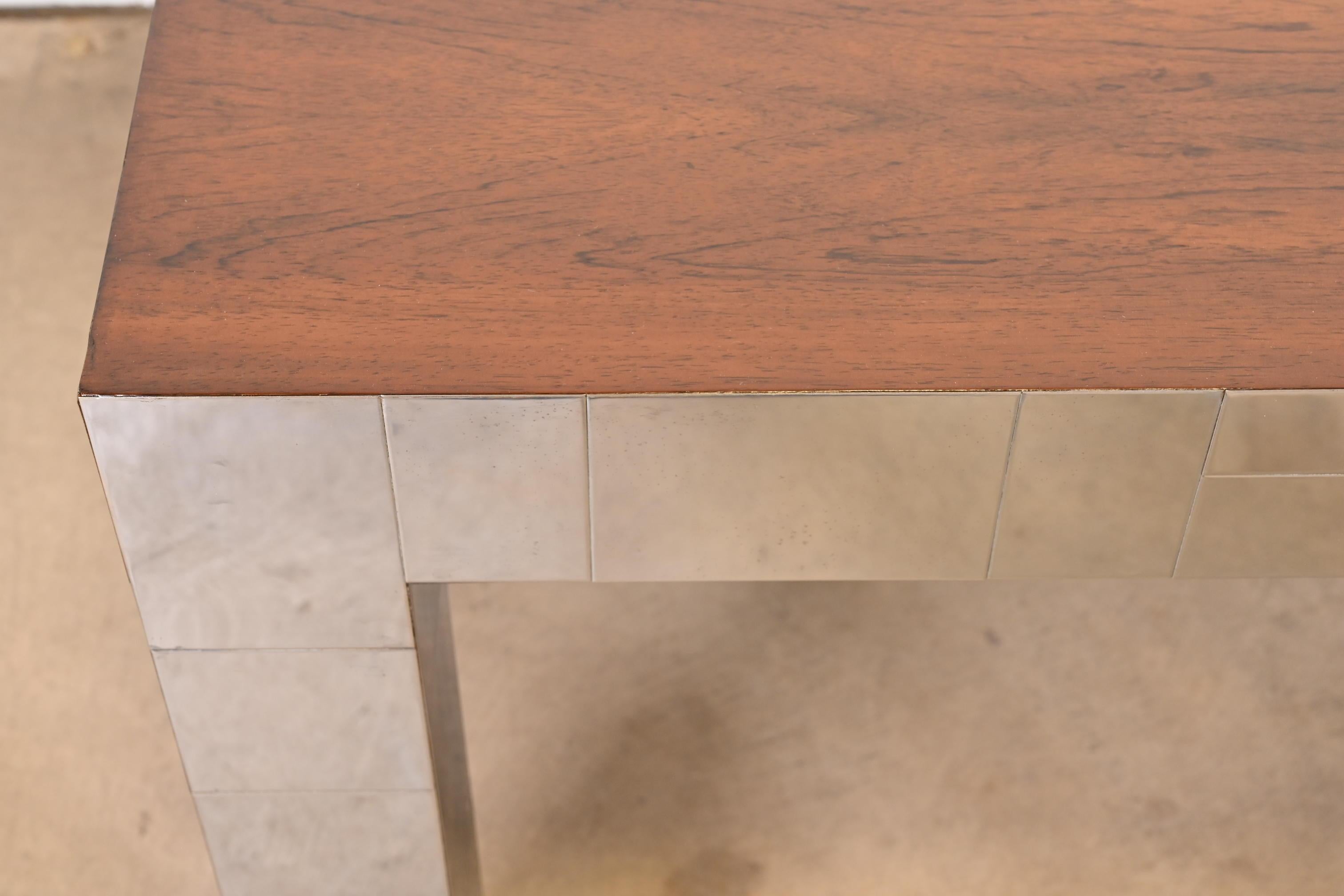 Paul Evans for Directional Cityscape Rosewood and Chrome Parsons Dining Table In Good Condition In South Bend, IN