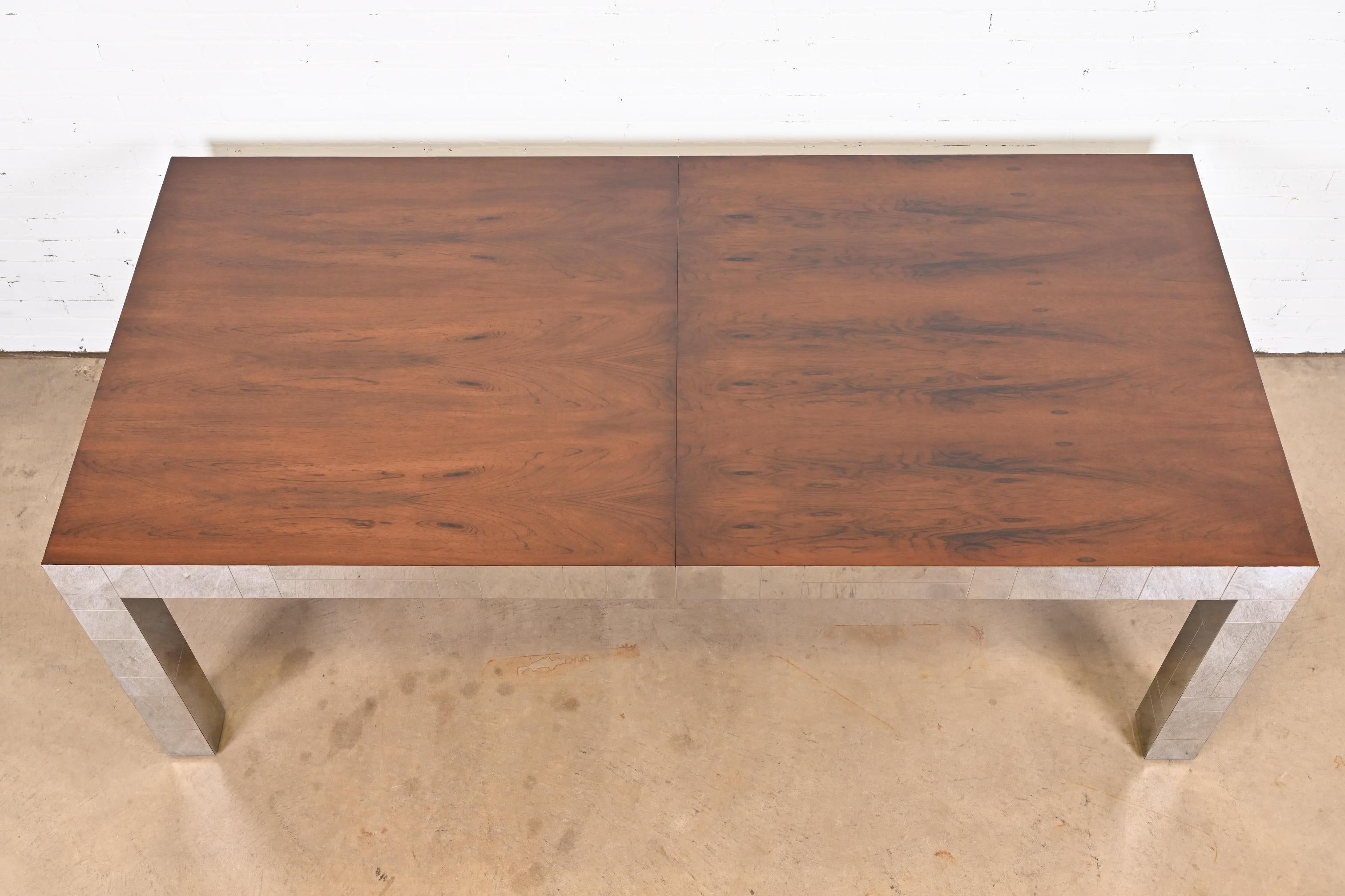Late 20th Century Paul Evans for Directional Cityscape Rosewood and Chrome Parsons Dining Table