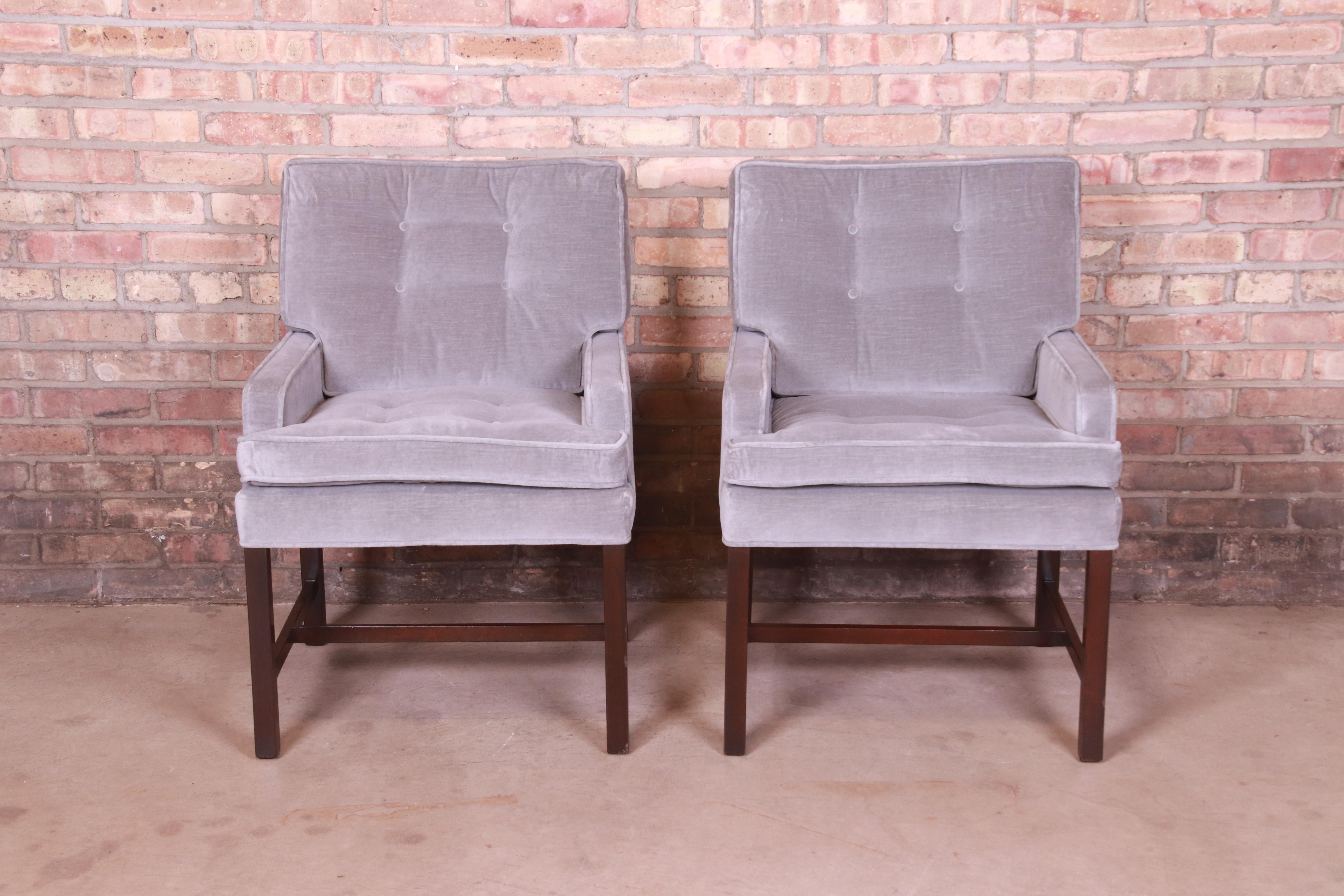 Mid-Century Modern Paul Evans for Directional Club Chairs in Velvet, Pair