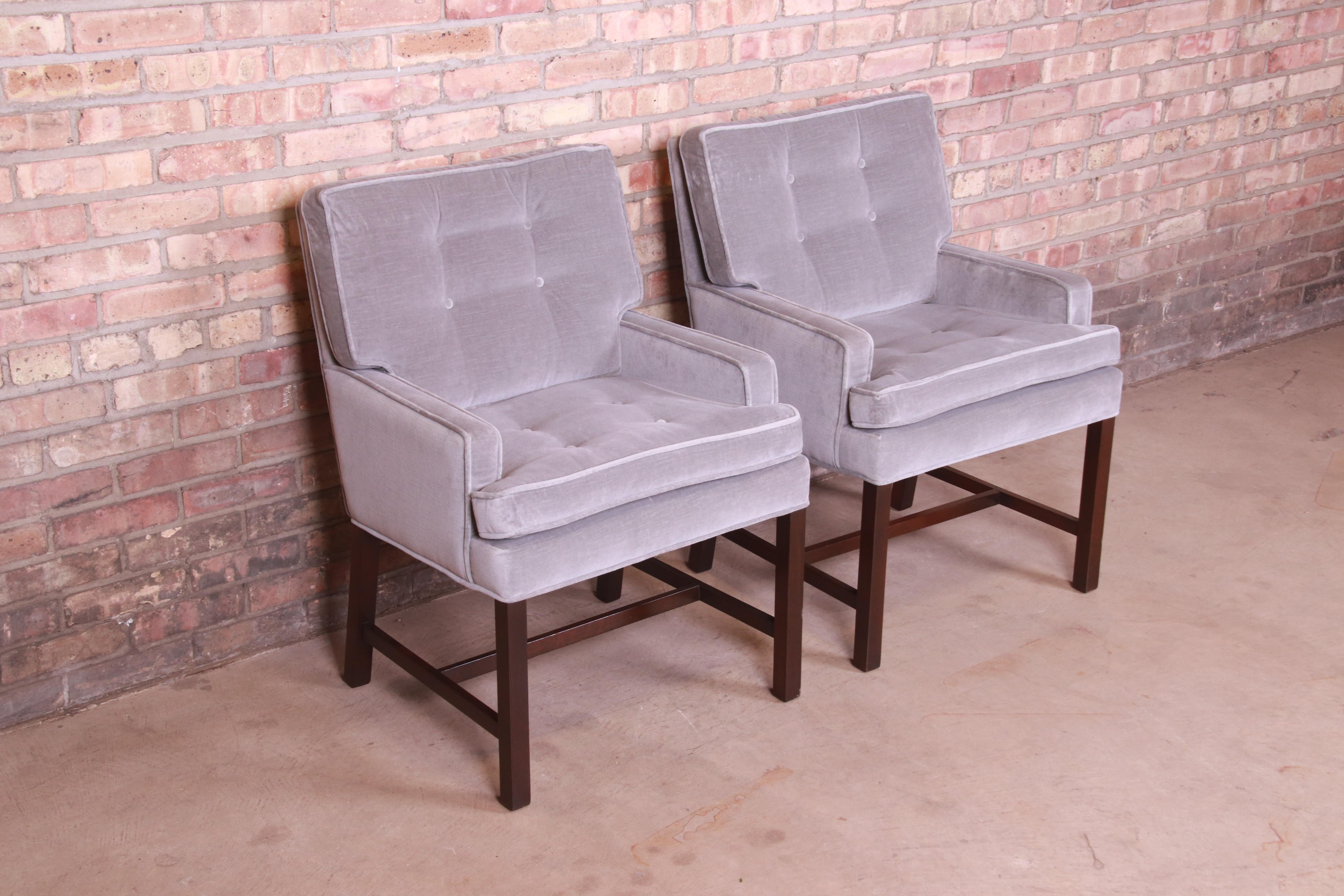 American Paul Evans for Directional Club Chairs in Velvet, Pair