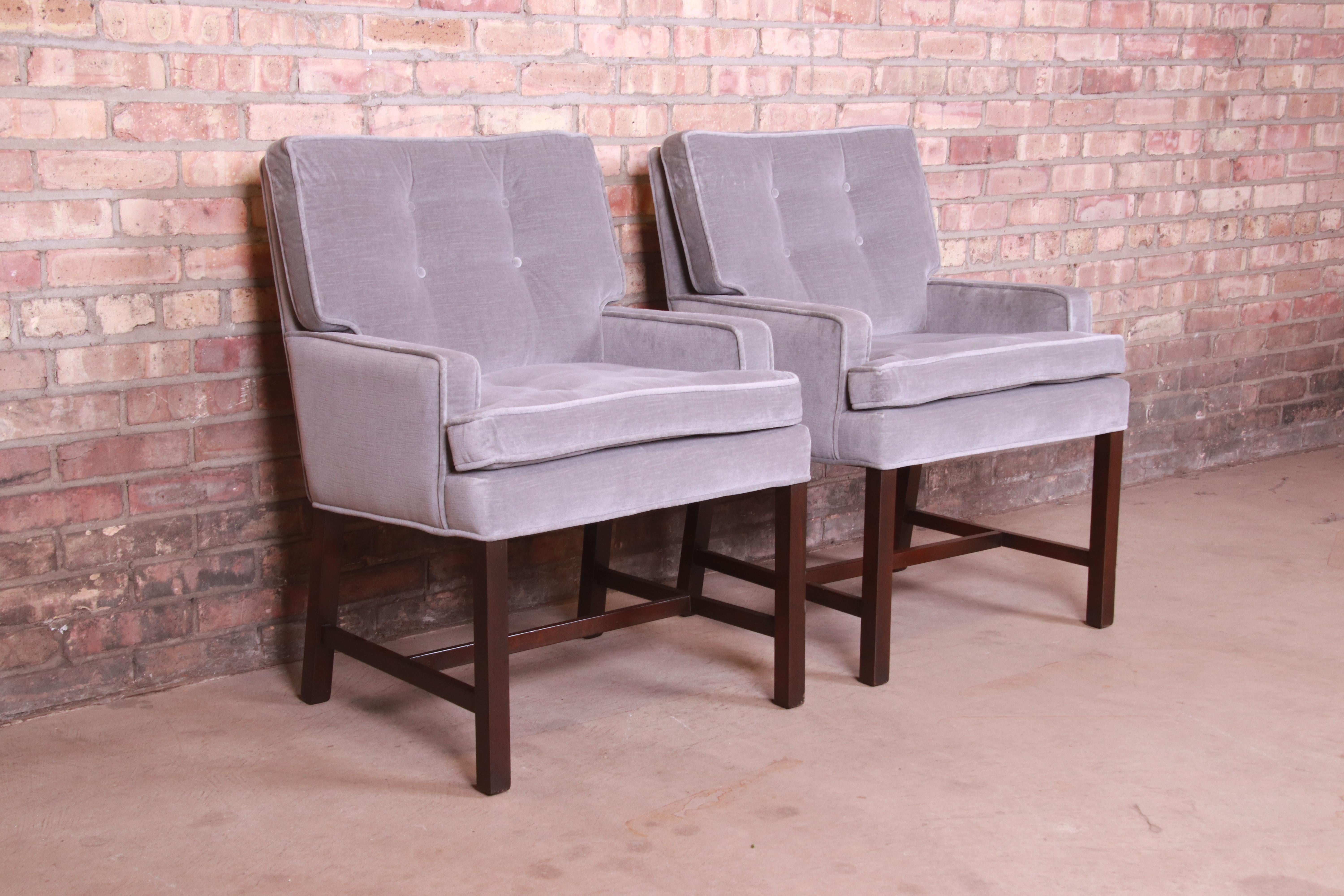 Paul Evans for Directional Club Chairs in Velvet, Pair In Good Condition In South Bend, IN