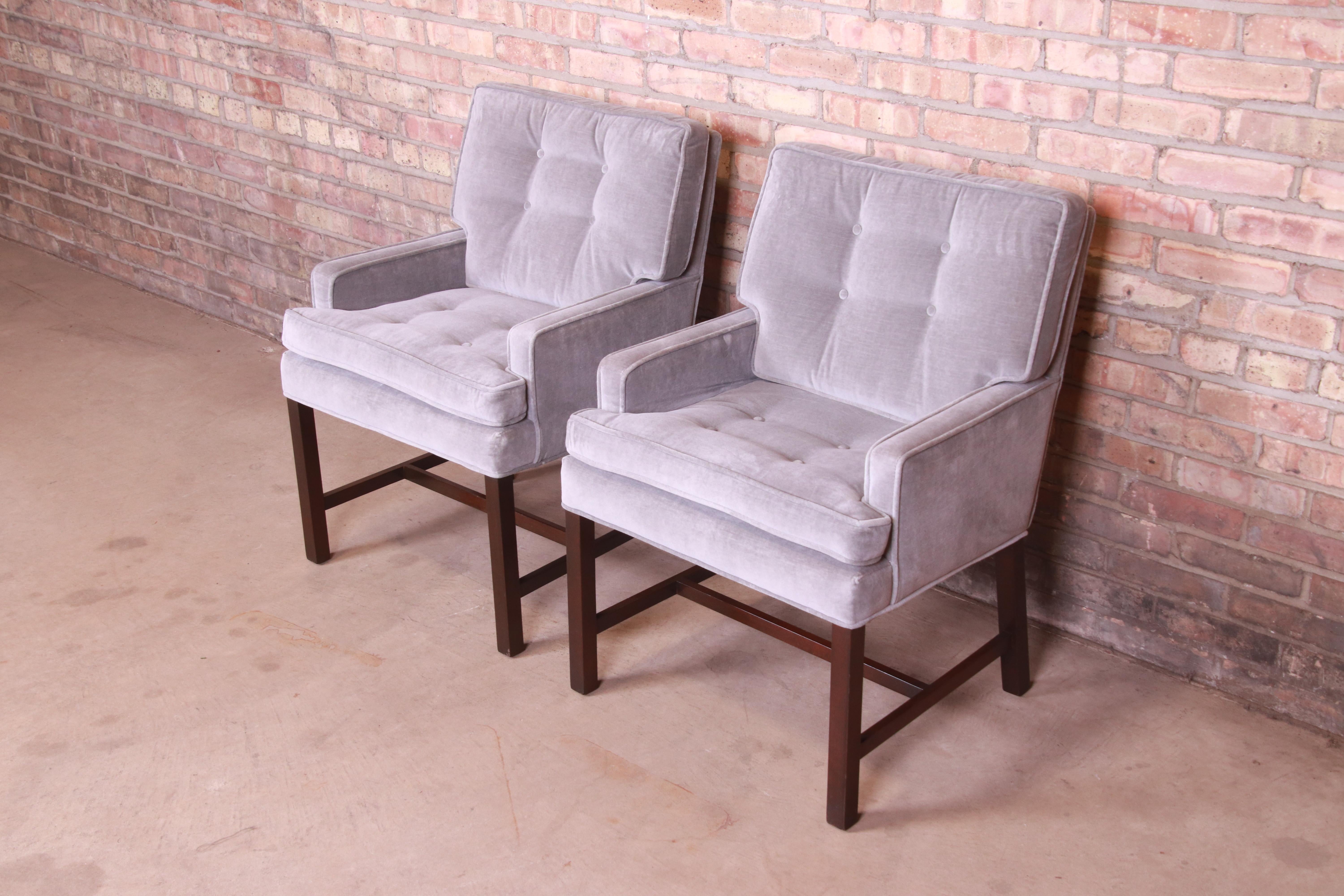 Mid-20th Century Paul Evans for Directional Club Chairs in Velvet, Pair