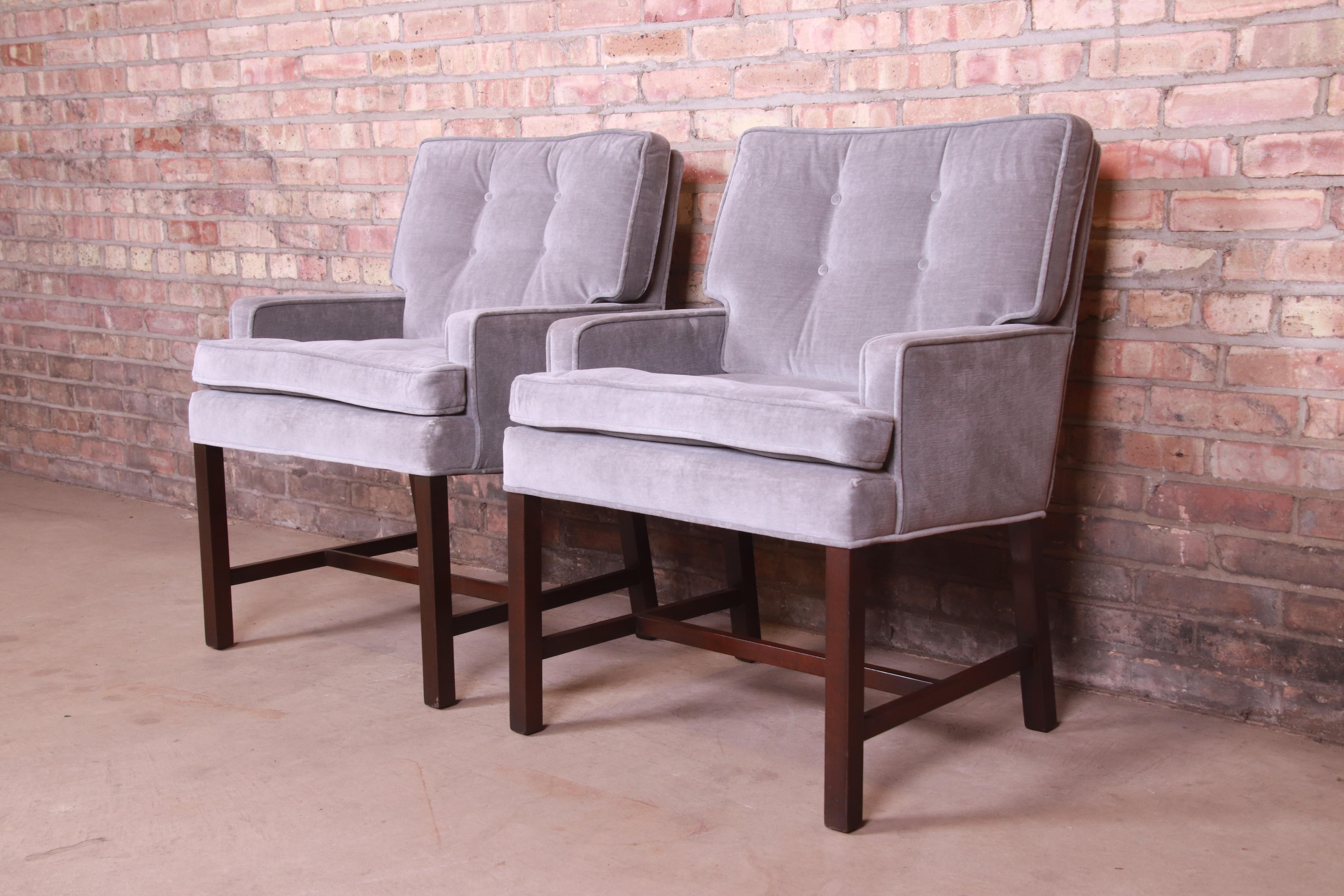 Paul Evans for Directional Club Chairs in Velvet, Pair 1