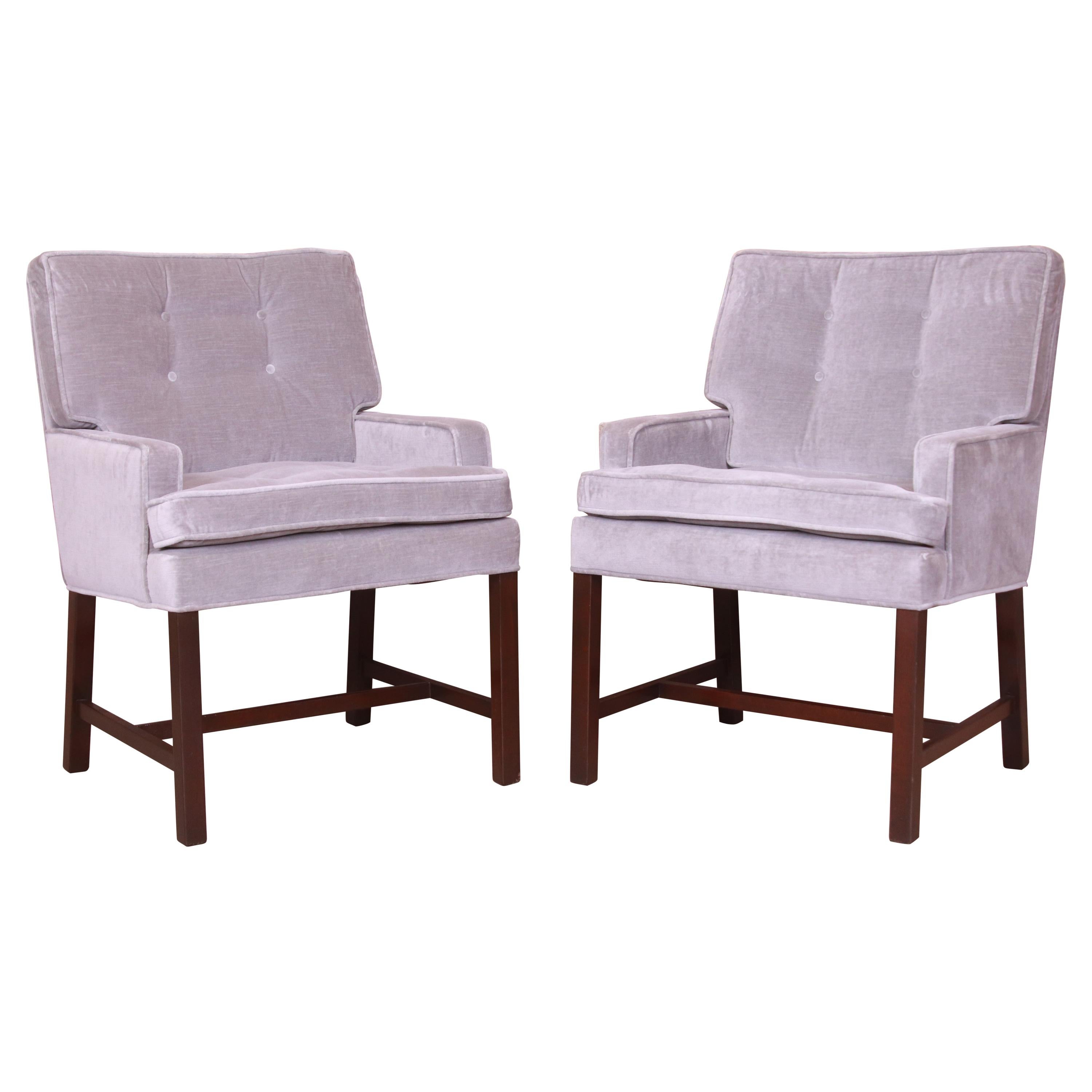 Paul Evans for Directional Club Chairs in Velvet, Pair