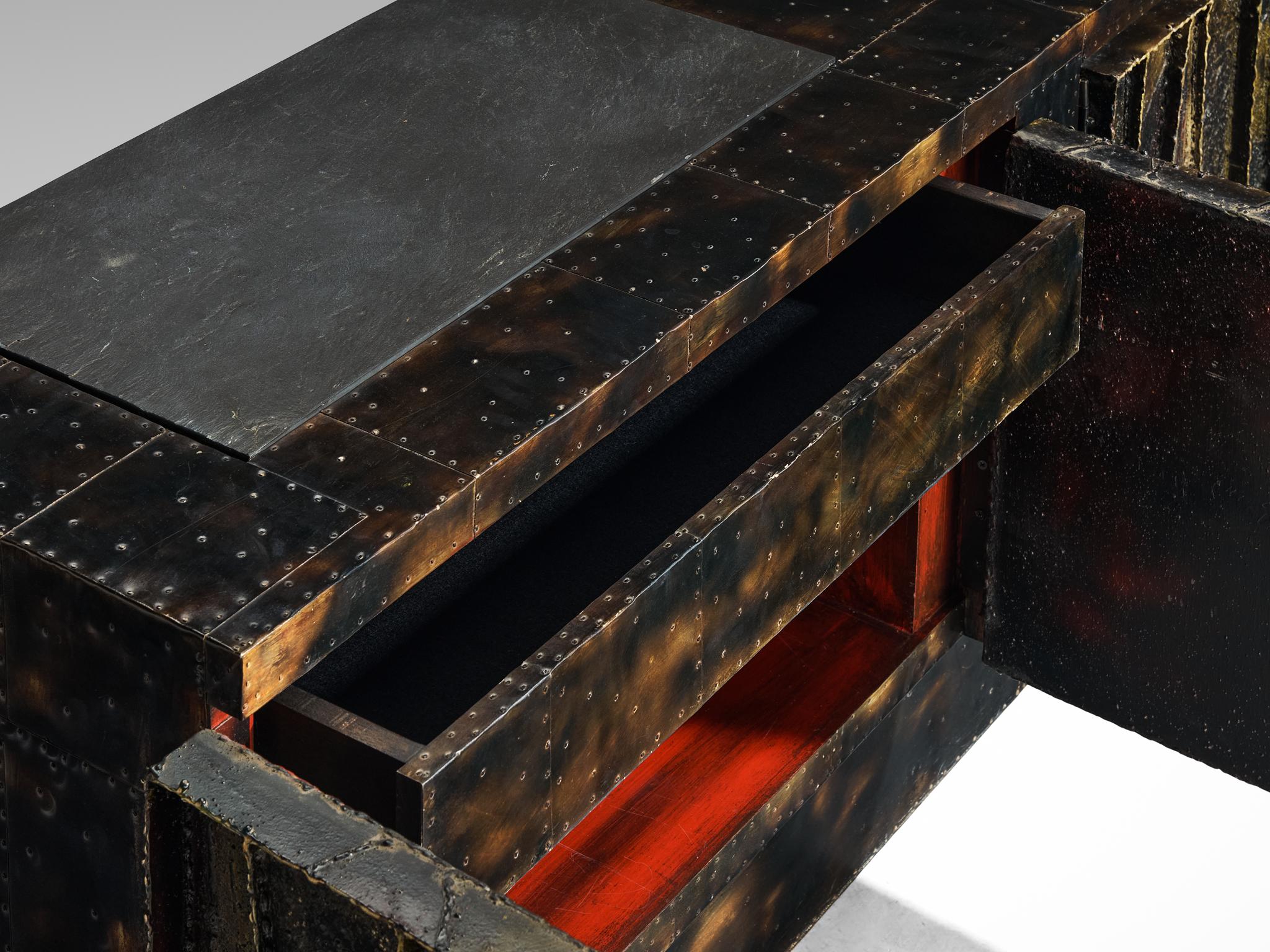 Sideboard „Deep Relief“ von Paul Evans für Directional aus geschweißtem Stahl  im Angebot 4