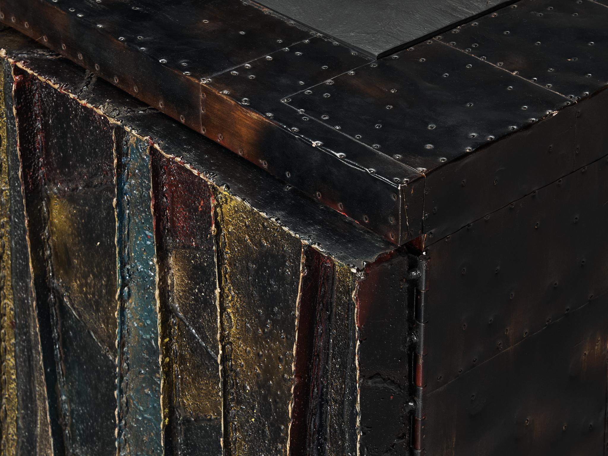 American Paul Evans for Directional 'Deep Relief' Sideboard in Welded Steel  For Sale