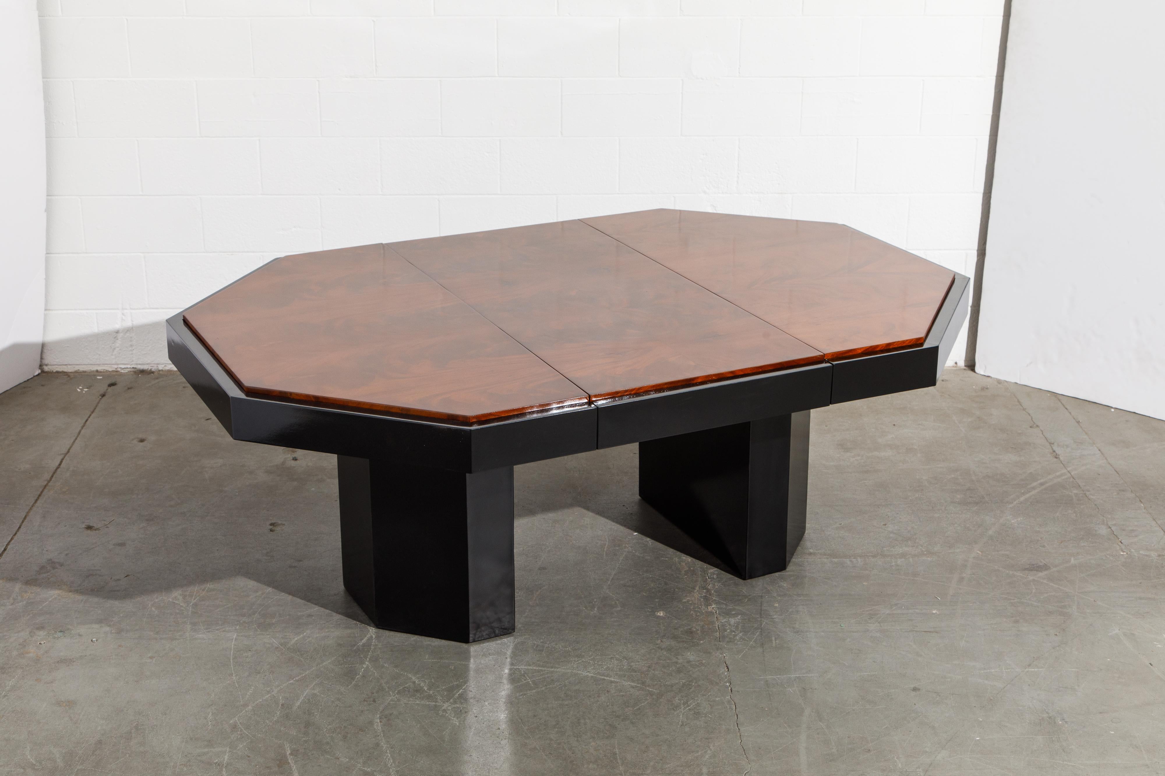 Paul Evans for Directional Expandable African Burl Mahogany Dining Table, c 1980 4