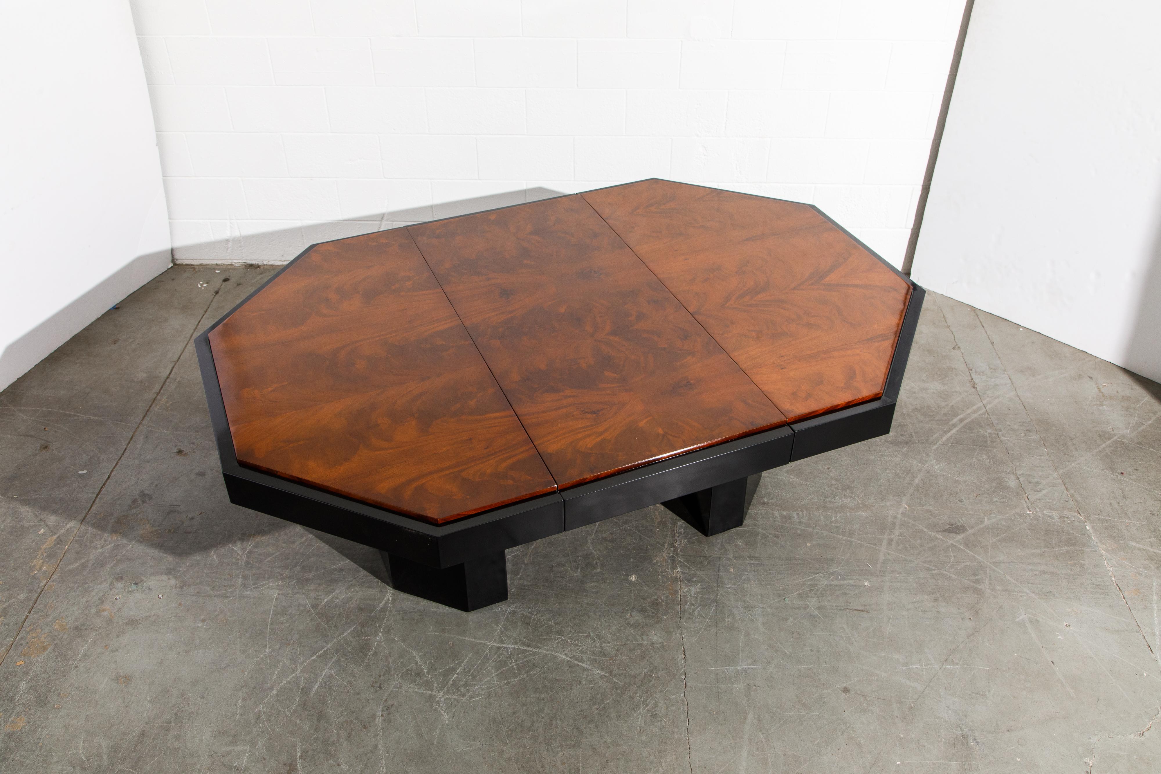 Paul Evans for Directional Expandable African Burl Mahogany Dining Table, c 1980 5