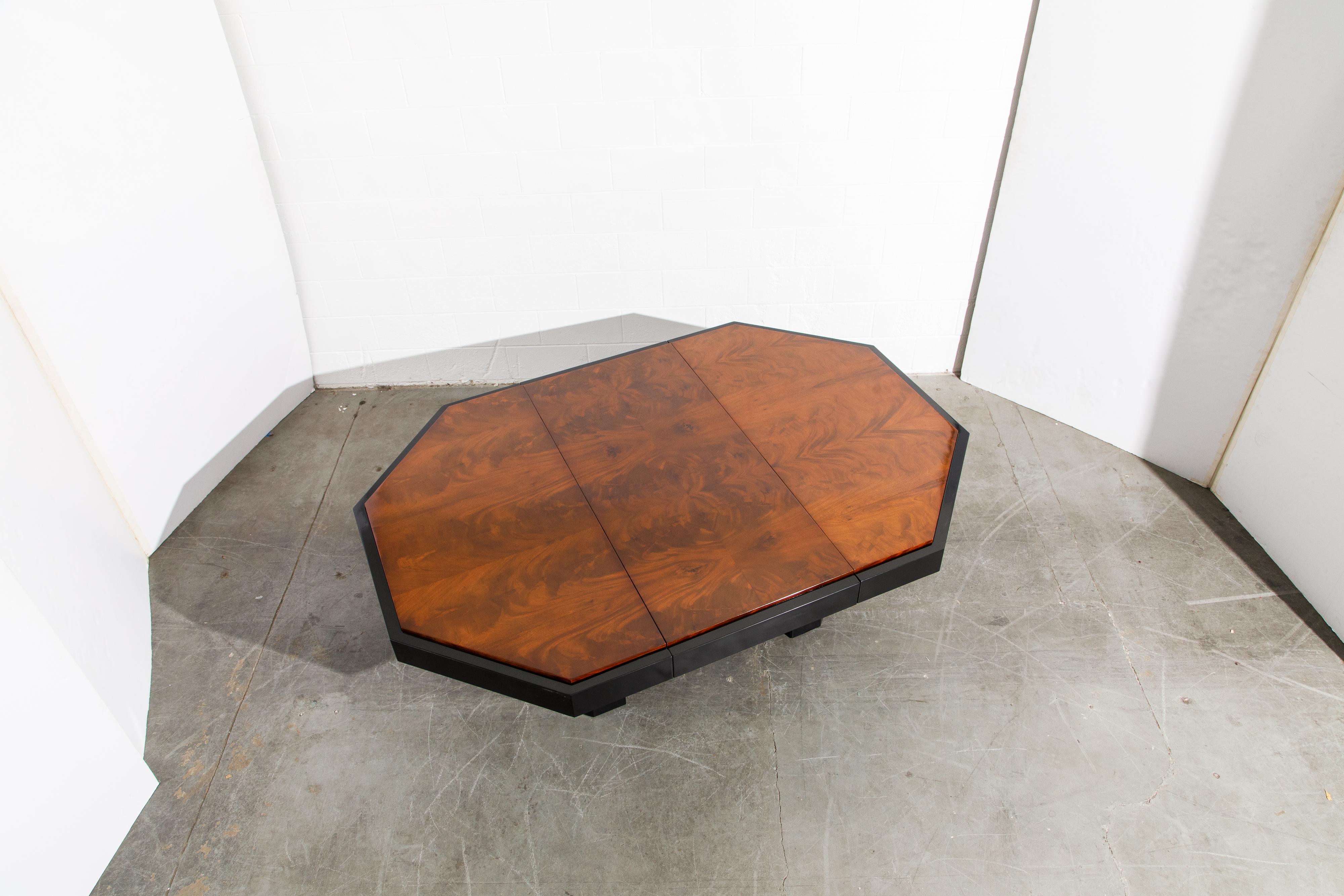 Paul Evans for Directional Expandable African Burl Mahogany Dining Table, c 1980 6