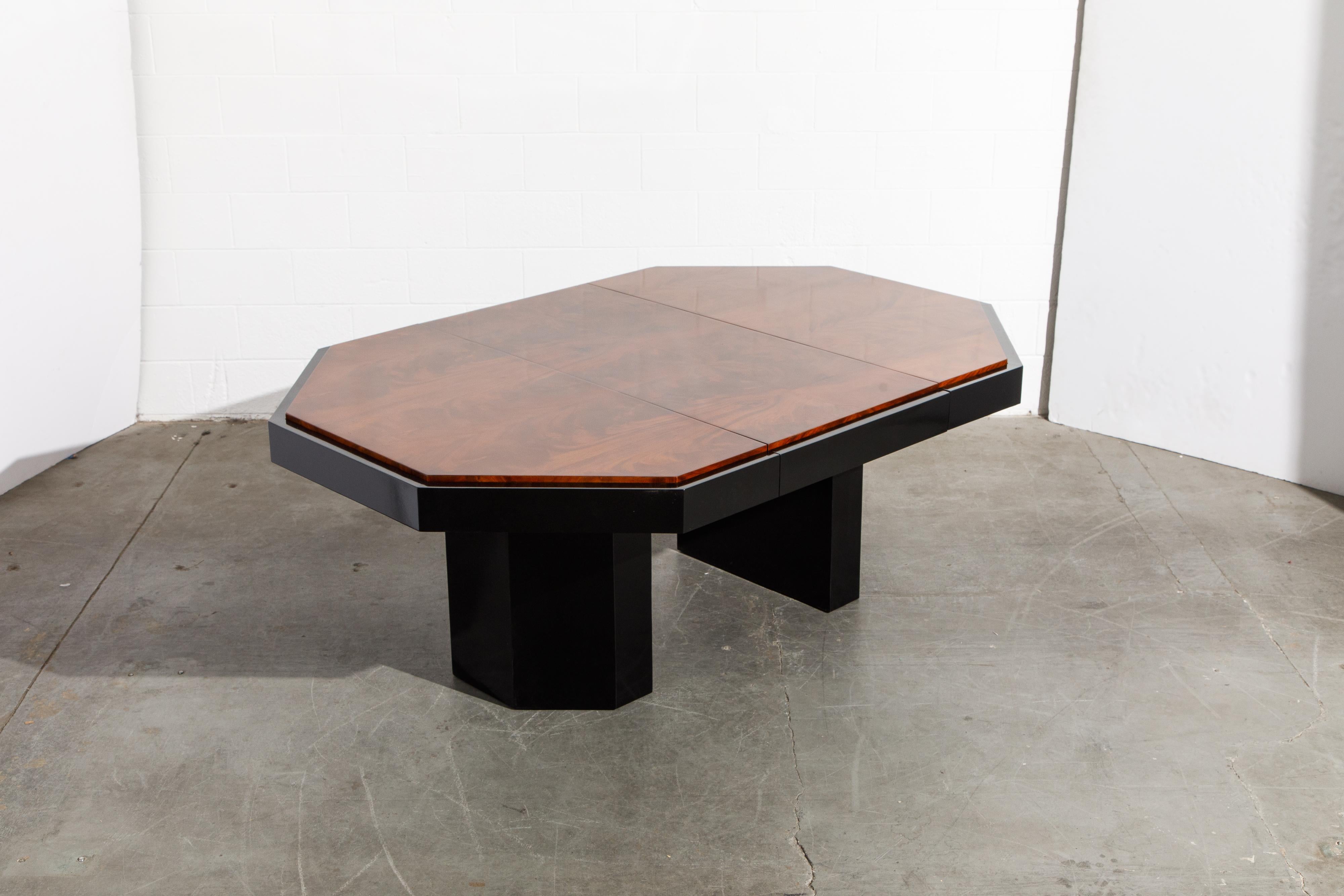 Paul Evans for Directional Expandable African Burl Mahogany Dining Table, c 1980 7