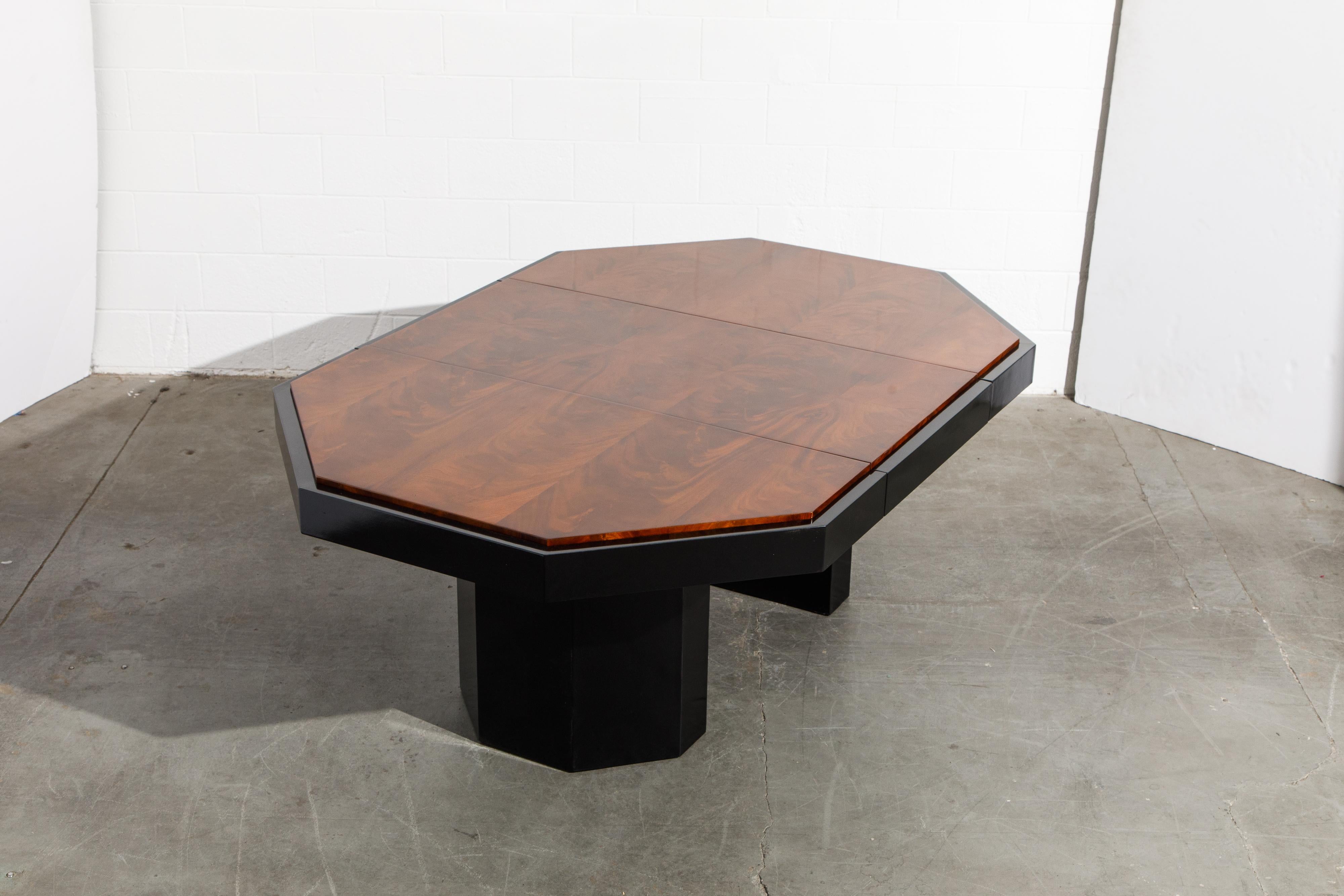 Paul Evans for Directional Expandable African Burl Mahogany Dining Table, c 1980 9