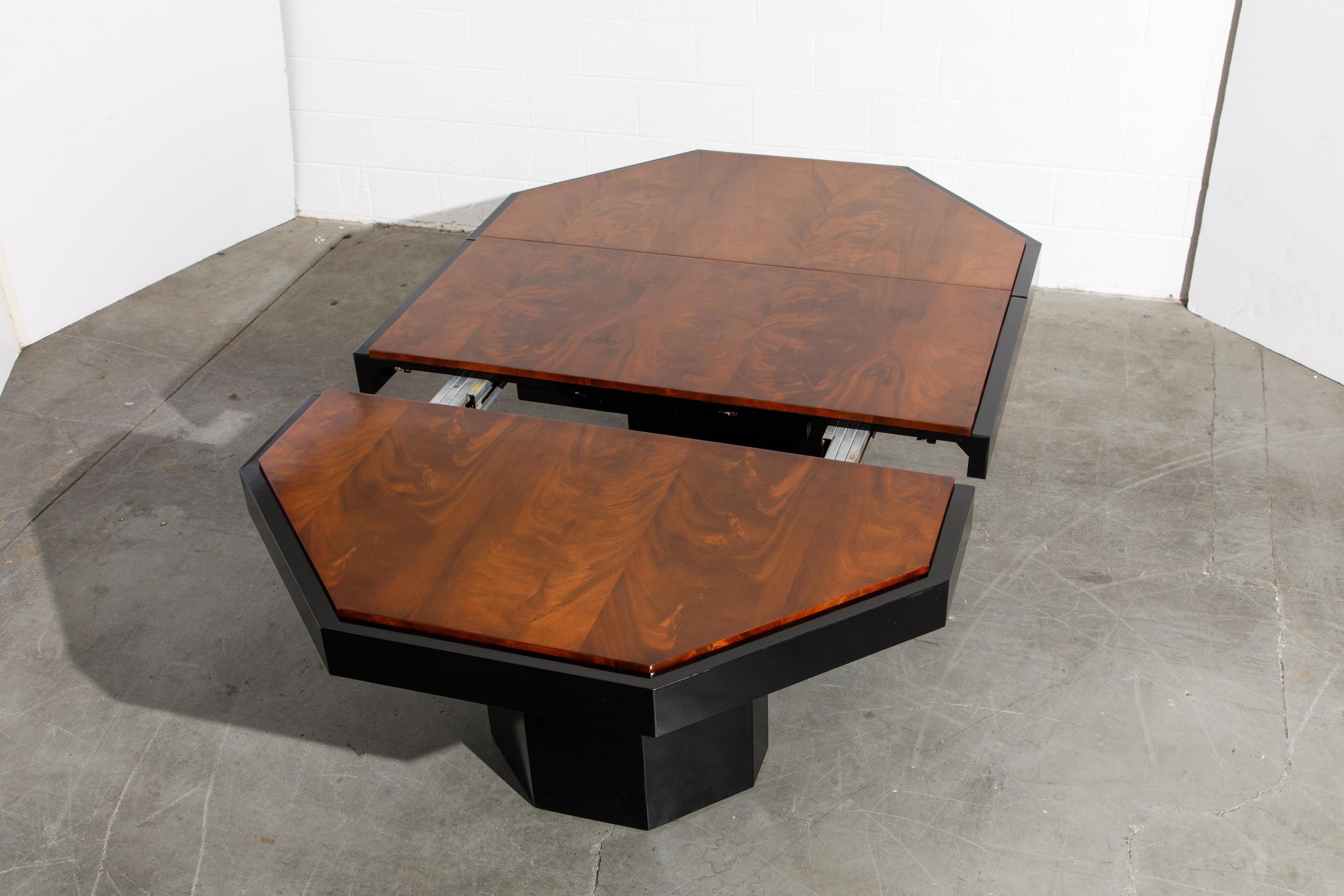 Paul Evans for Directional Expandable African Burl Mahogany Dining Table, c 1980 10