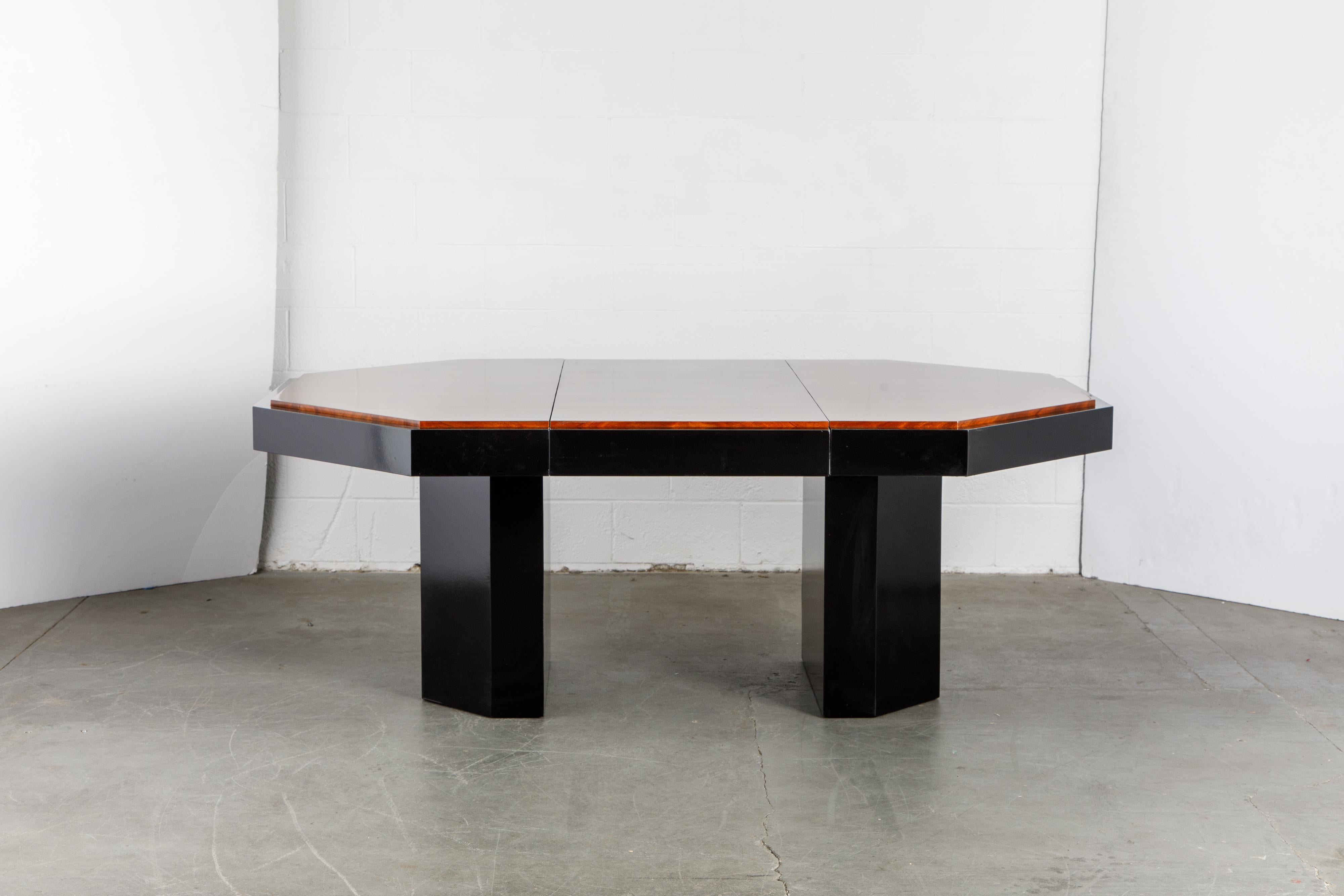 Modern Paul Evans for Directional Expandable African Burl Mahogany Dining Table, c 1980