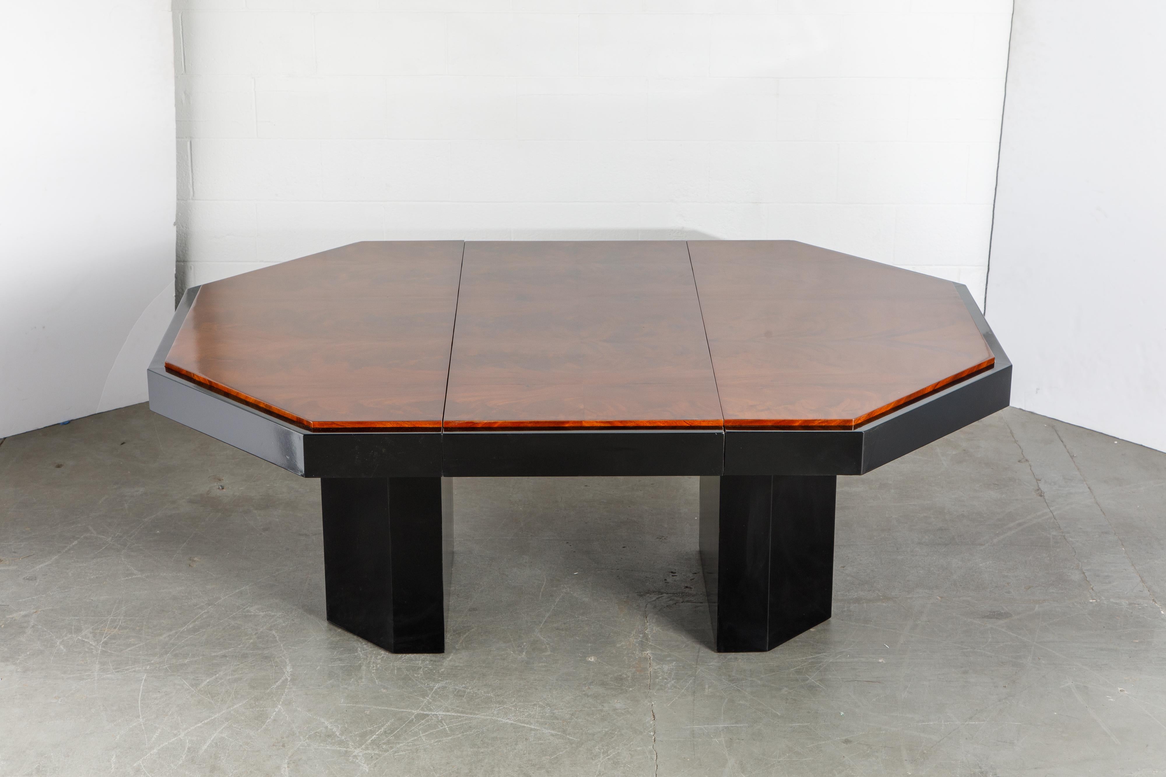 American Paul Evans for Directional Expandable African Burl Mahogany Dining Table, c 1980