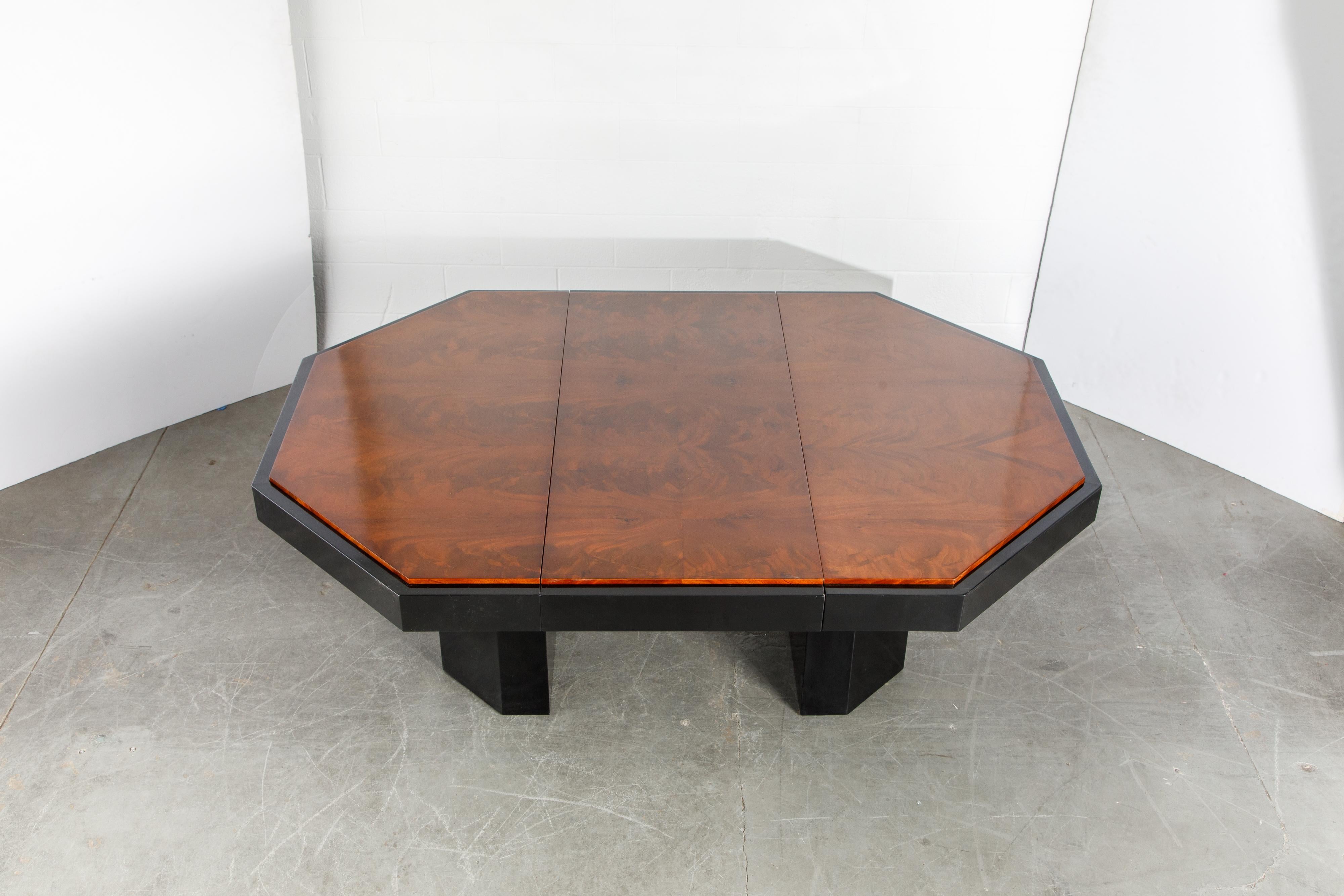 Lacquered Paul Evans for Directional Expandable African Burl Mahogany Dining Table, c 1980