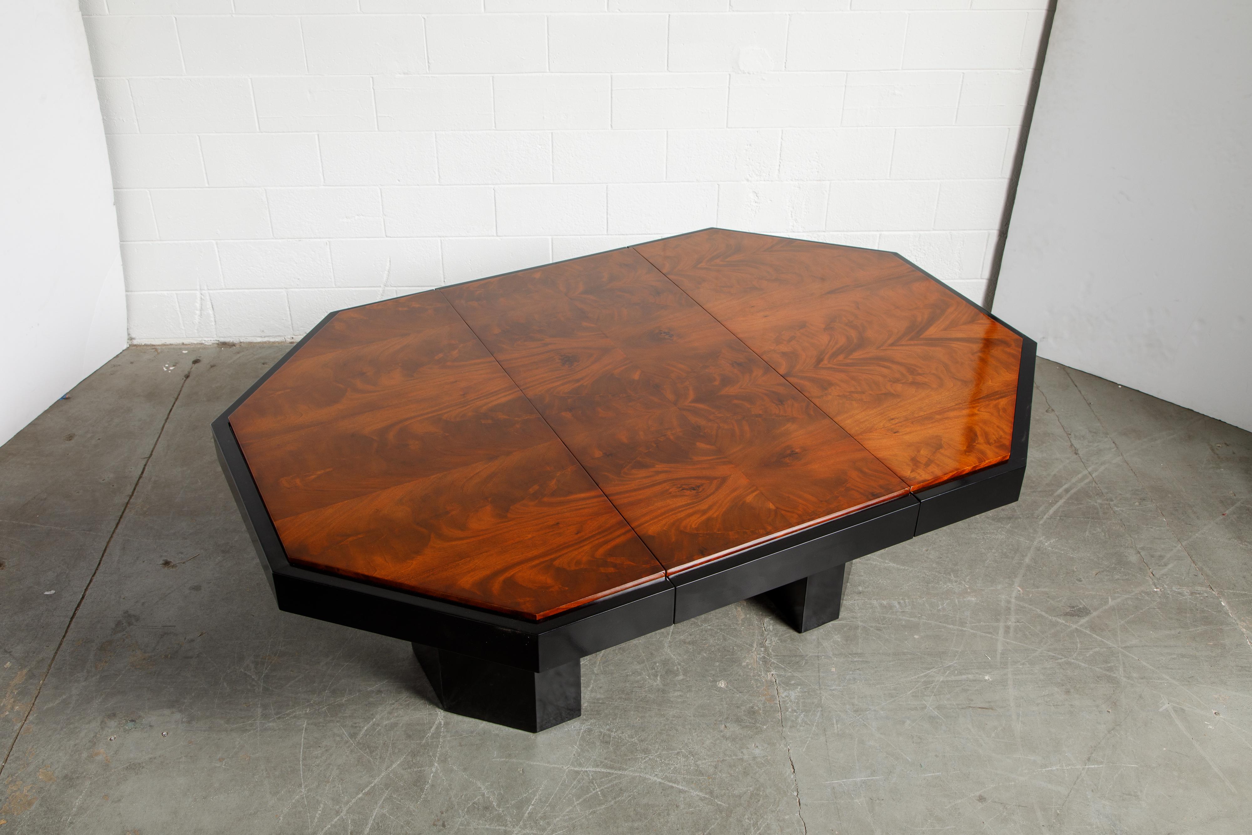 Paul Evans for Directional Expandable African Burl Mahogany Dining Table, c 1980 1