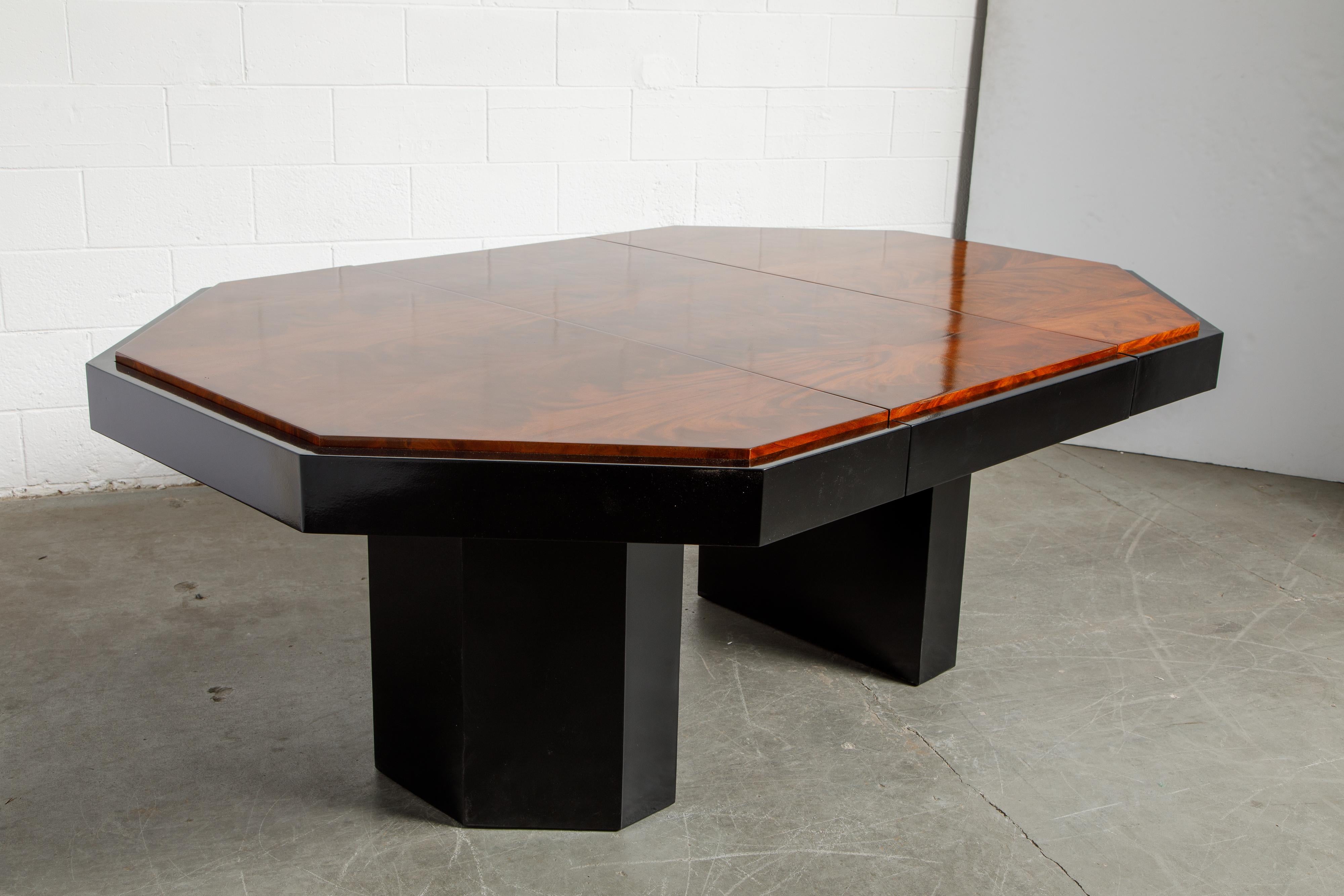 Paul Evans for Directional Expandable African Burl Mahogany Dining Table, c 1980 2