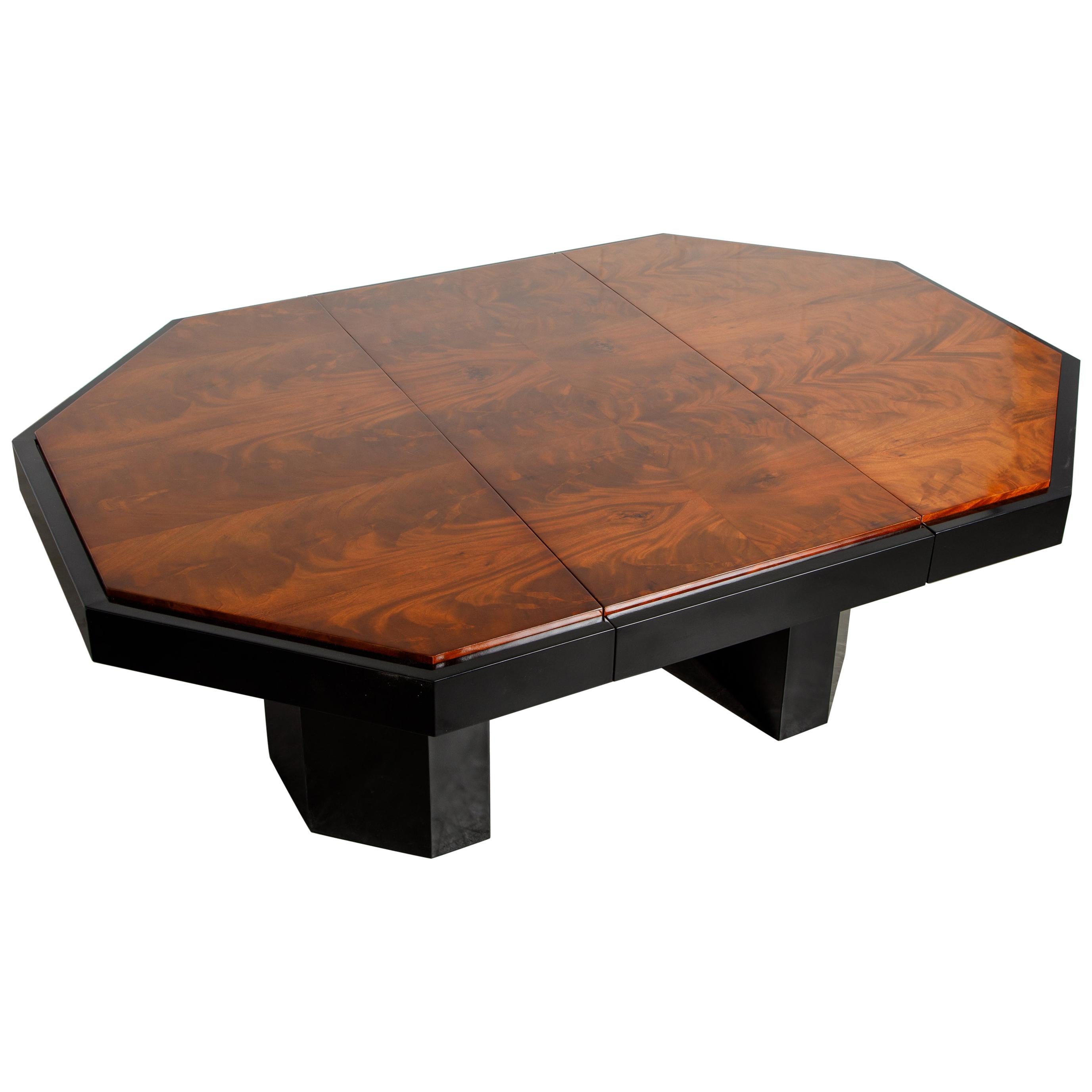 Paul Evans for Directional Expandable African Burl Mahogany Dining Table, c 1980