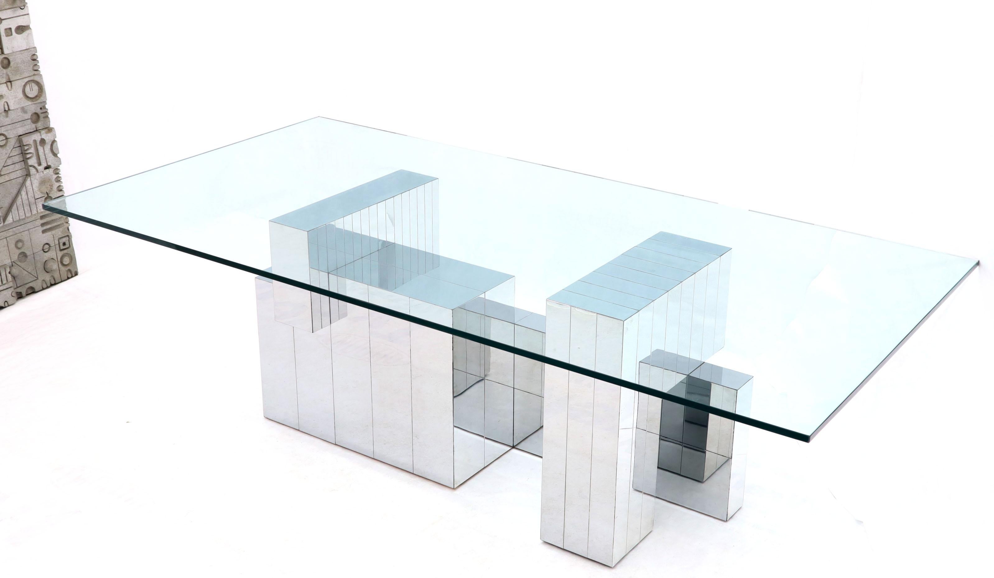 Paul Evans for Directional Large Chrome Glass Top Dining Conference Table 7