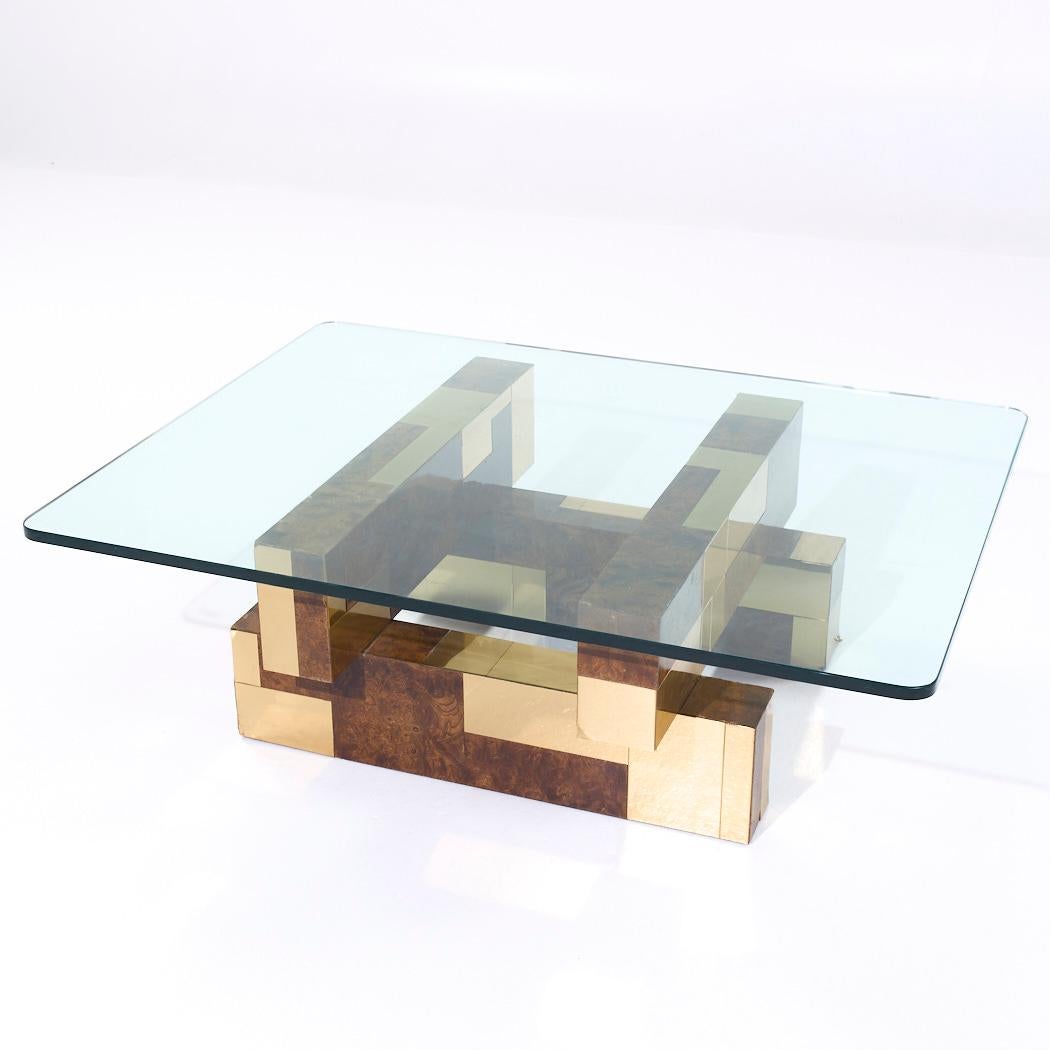 Fine XX secolo Paul Evans per Directional Tavolino da caffè in ottone e legno di boro del Mid Century in vendita