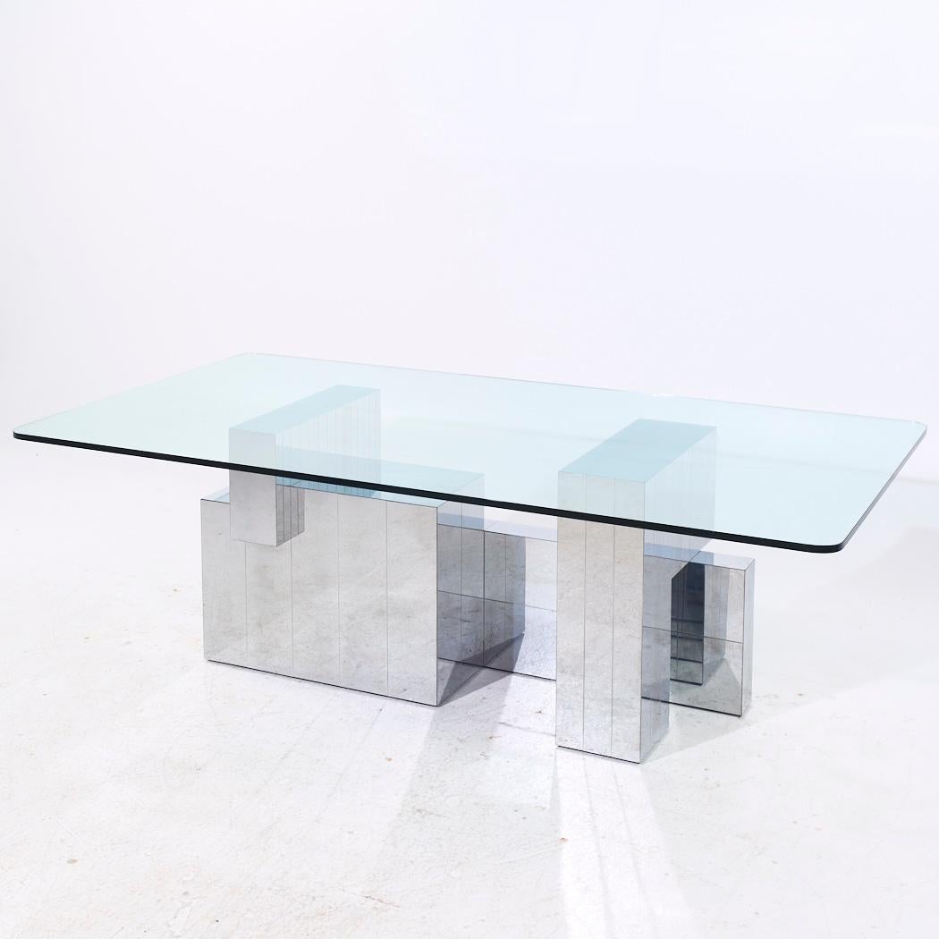Américain Paul Evans for Directional Mid Century Chrome Cityscape Dining Table en vente