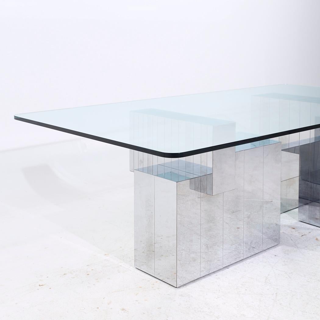 Fin du 20e siècle Paul Evans for Directional Mid Century Chrome Cityscape Dining Table en vente