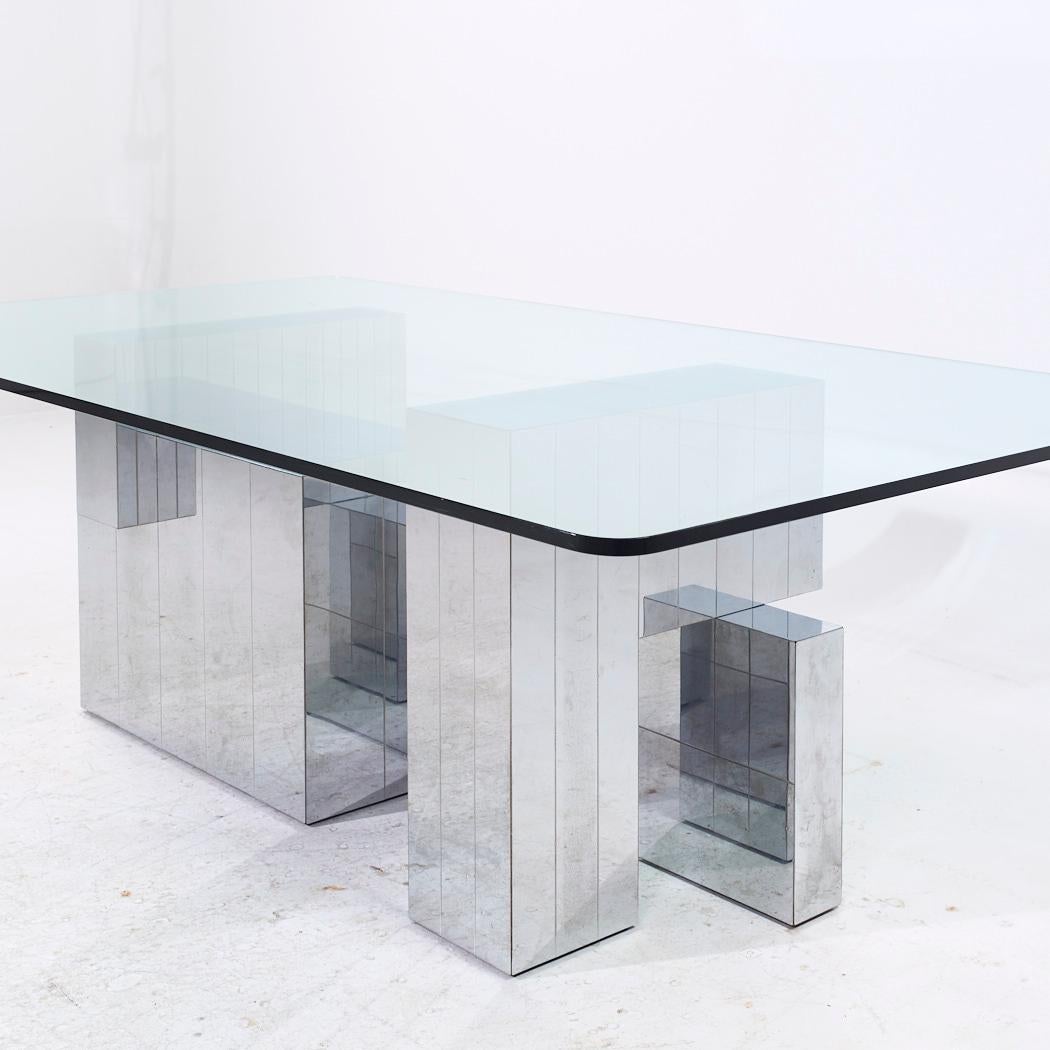 Verre Paul Evans for Directional Mid Century Chrome Cityscape Dining Table en vente