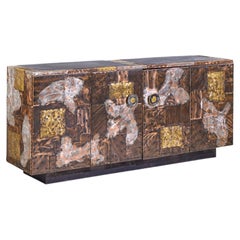 Paul Evans for Directional Mid Century Copper Pewter Bronze Patchwork Credenza