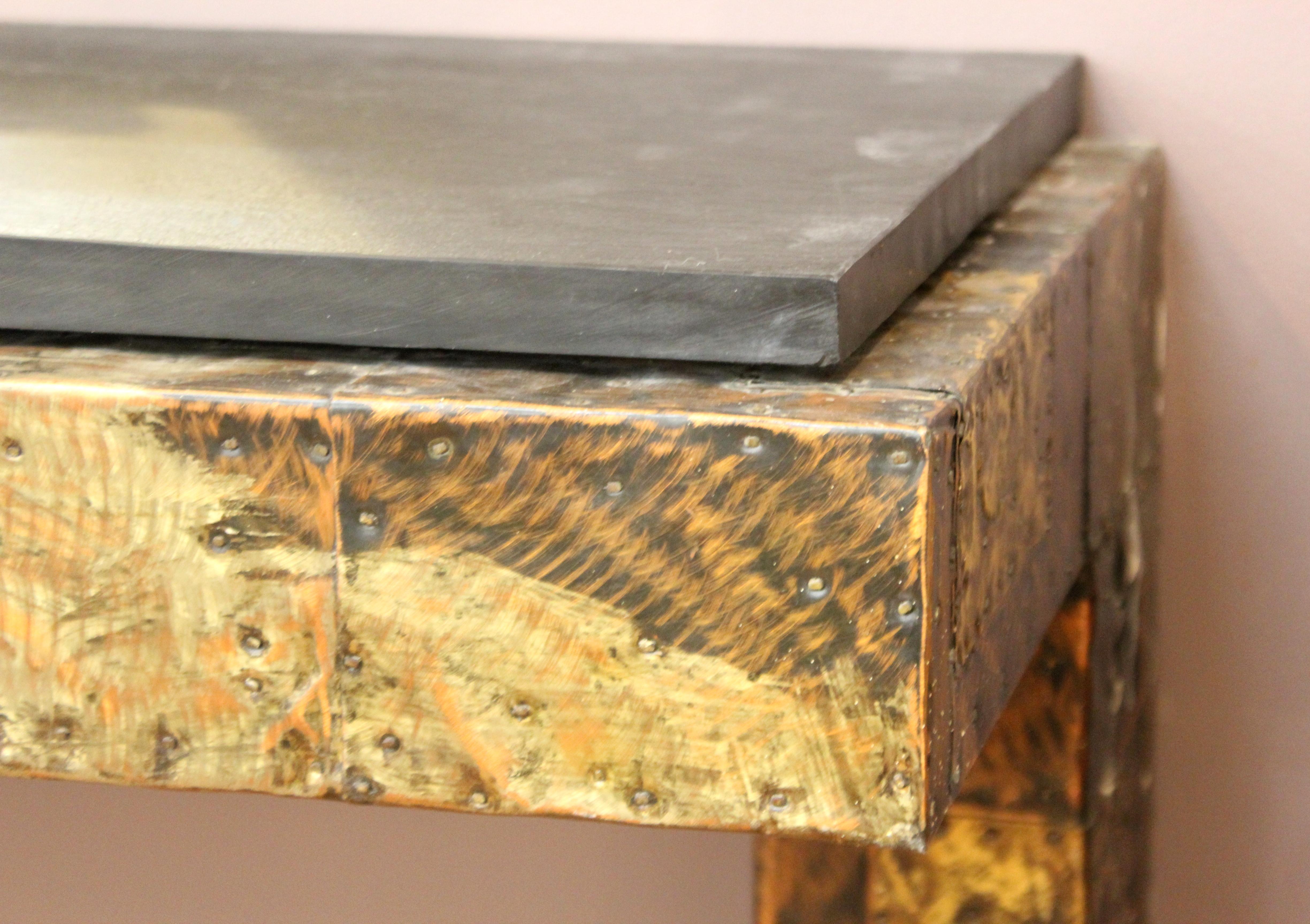 Metal Paul Evans for Directional Modern Patchwork Wall-Mounted Console