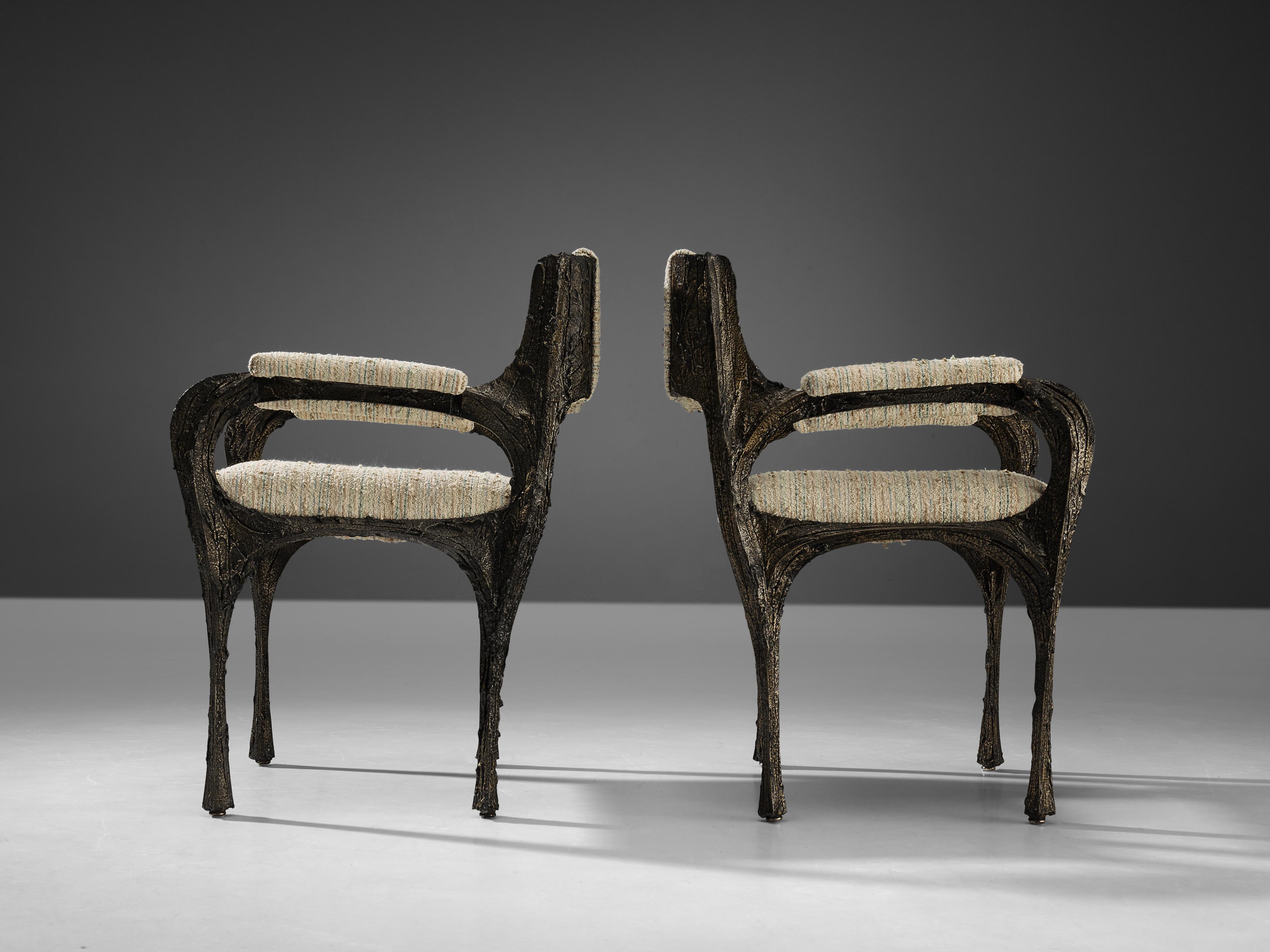 Paul Evans for Directional Pair of Armchairs ‘PE-105’ in Sculpted Bronze 2