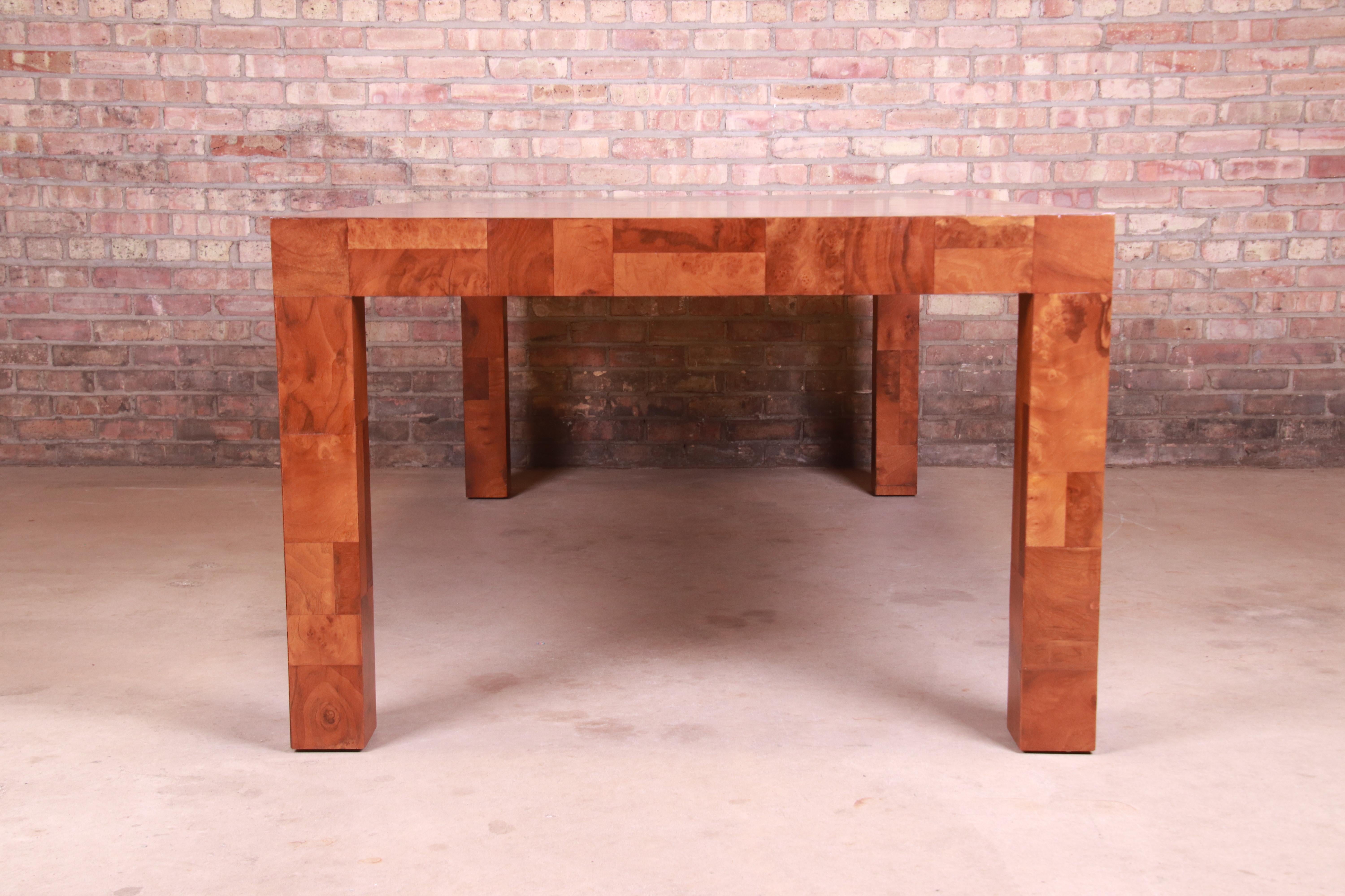 Paul Evans for Directional Patchwork Burl Wood Dining Table, Newly Refinished 13