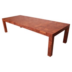Used Paul Evans for Directional Patchwork Burl Wood Dining Table, Newly Refinished