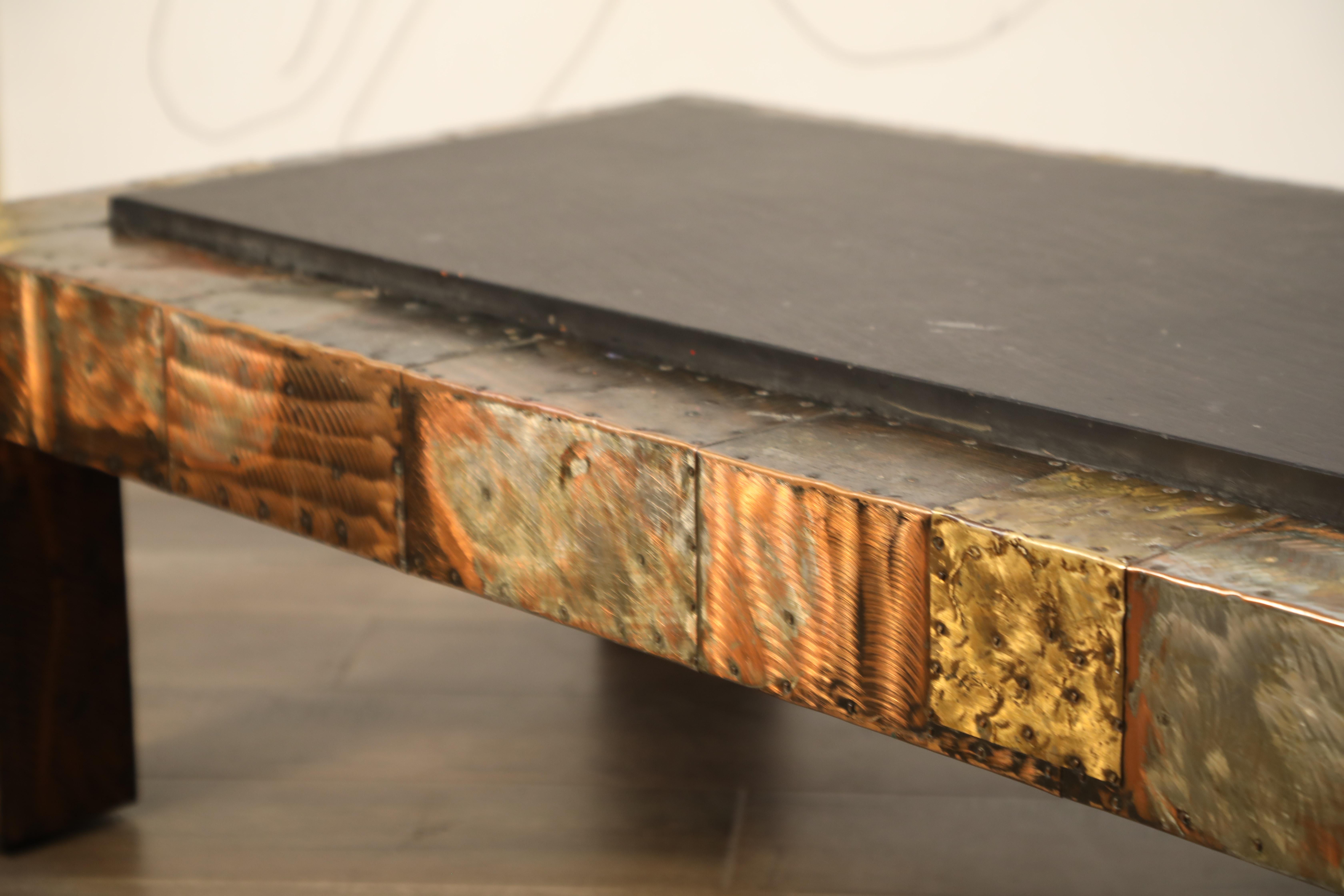 Paul Evans for Directional Patchwork Copper Coffee Table with Slate Top, 1970s 6