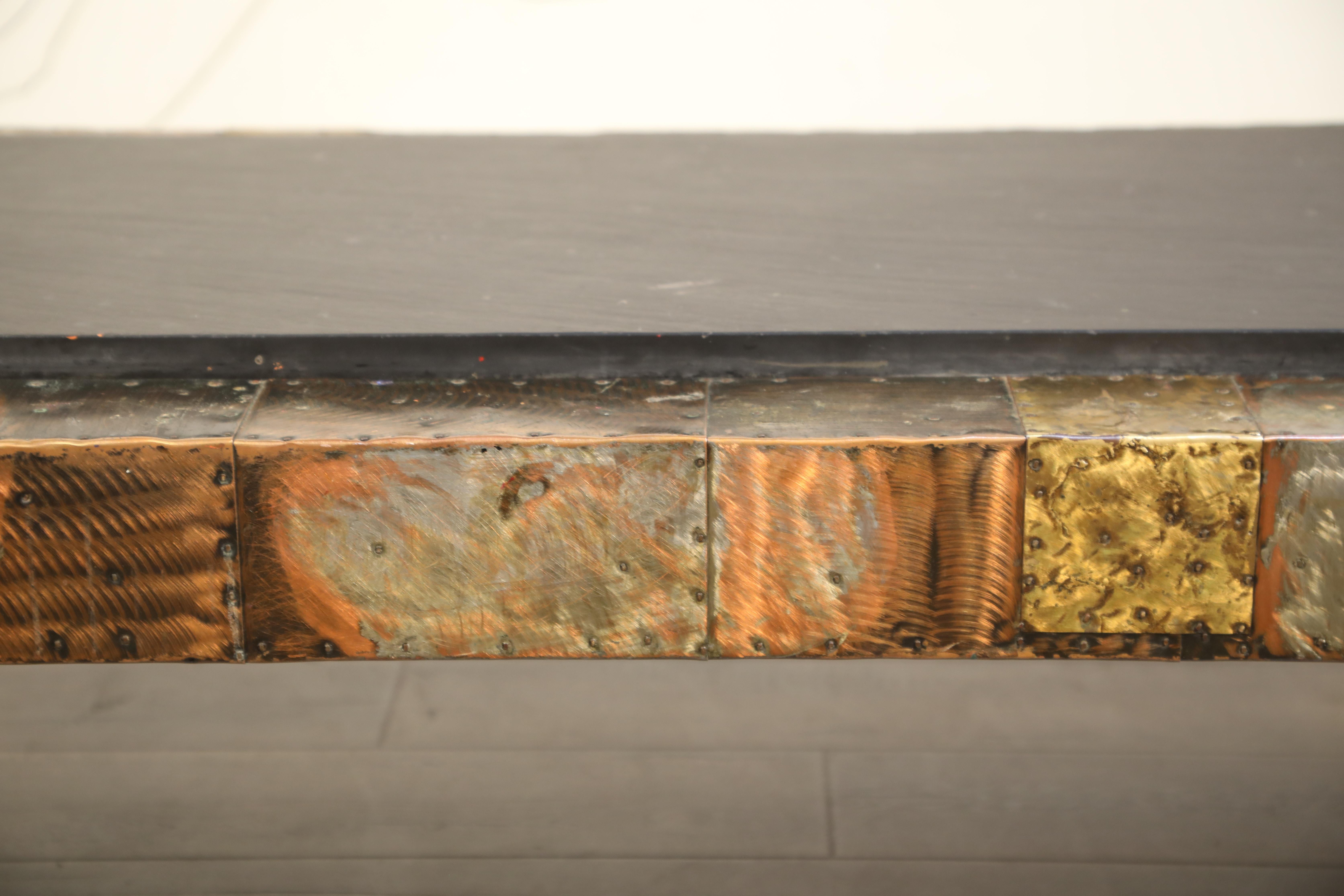 Paul Evans for Directional Patchwork Copper Coffee Table with Slate Top, 1970s 7