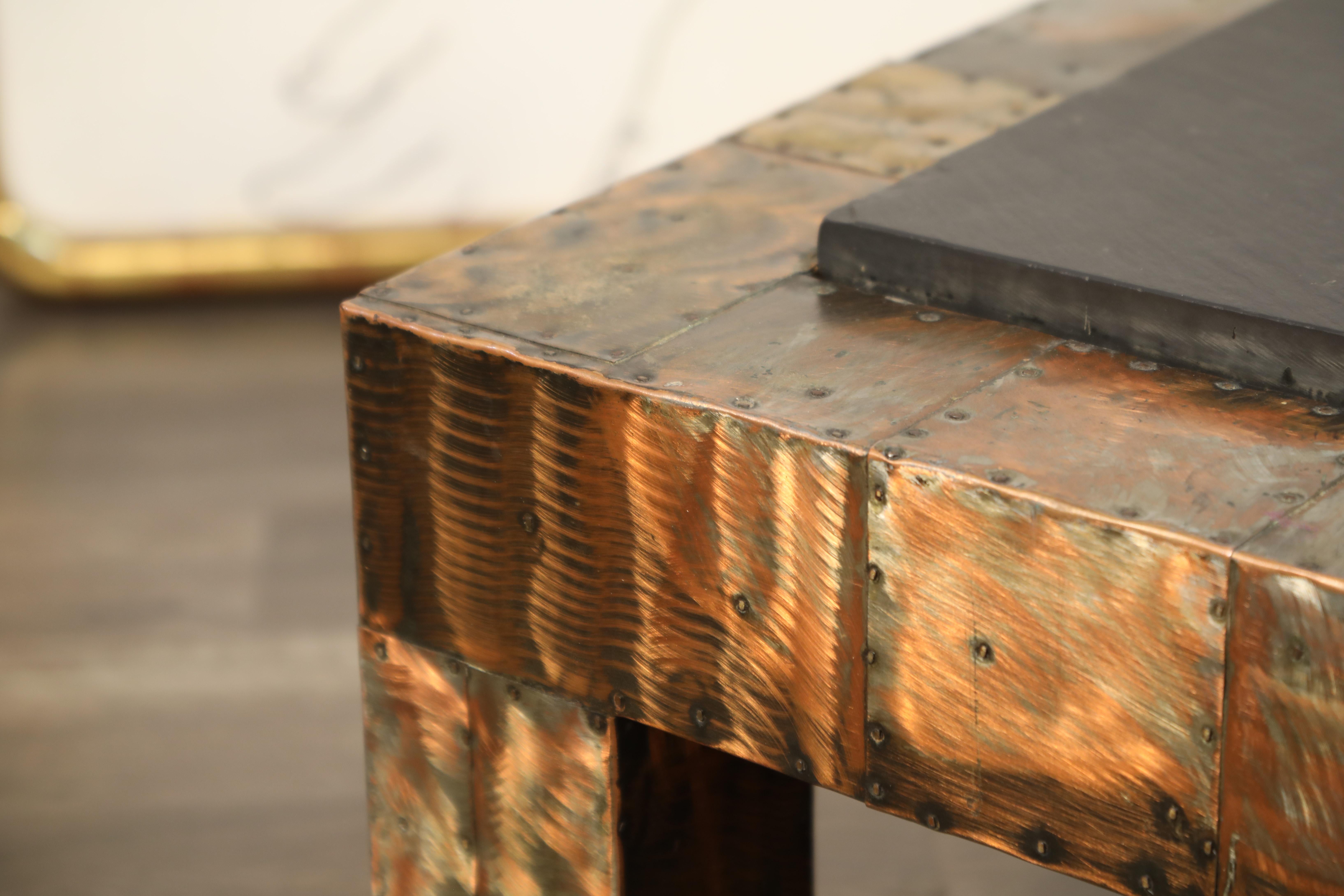 Paul Evans for Directional Patchwork Copper Coffee Table with Slate Top, 1970s 9