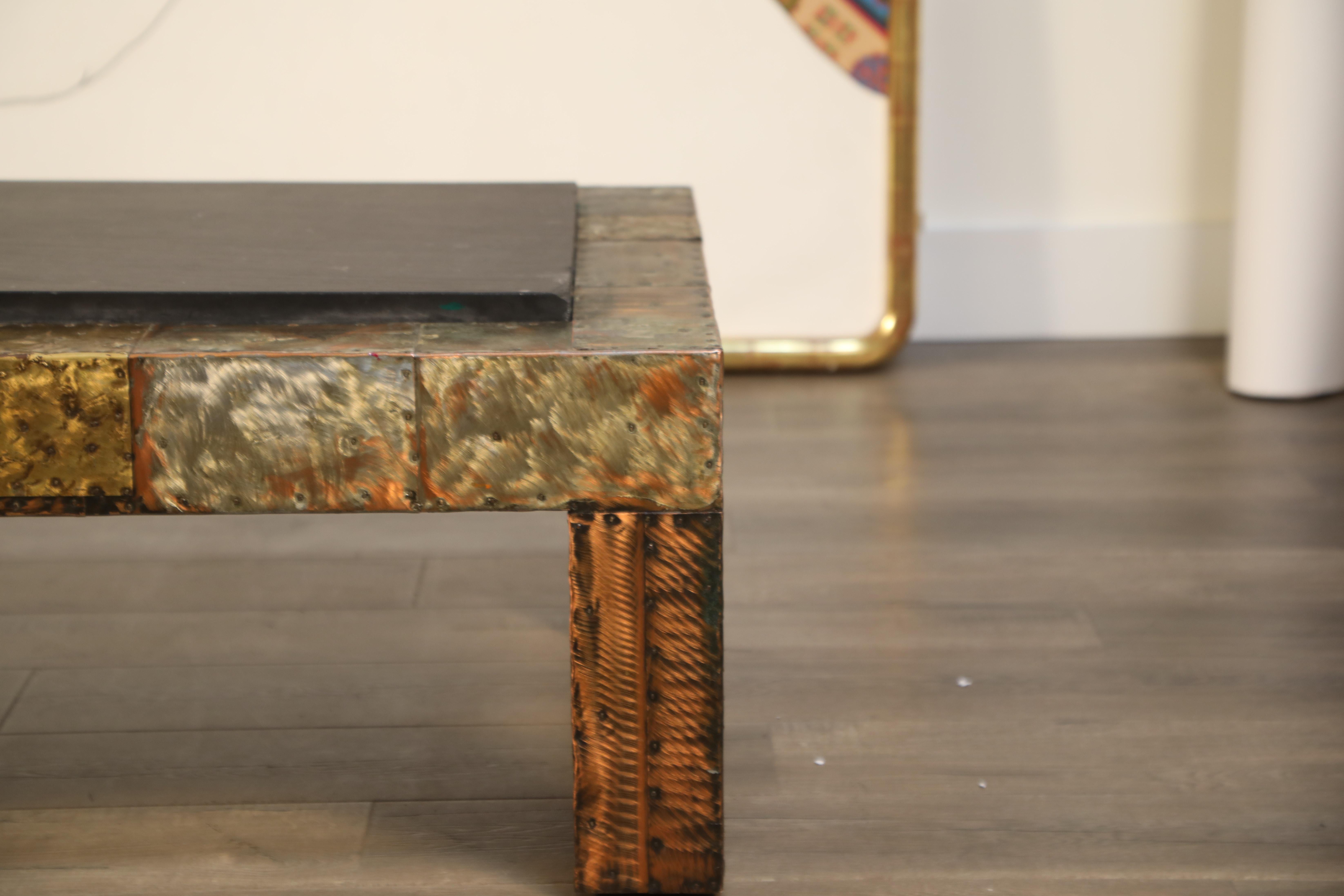 Paul Evans for Directional Patchwork Copper Coffee Table with Slate Top, 1970s 10
