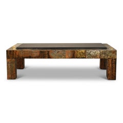 Paul Evans for Directional Patchwork Copper Coffee Table with Slate Top, 1970s