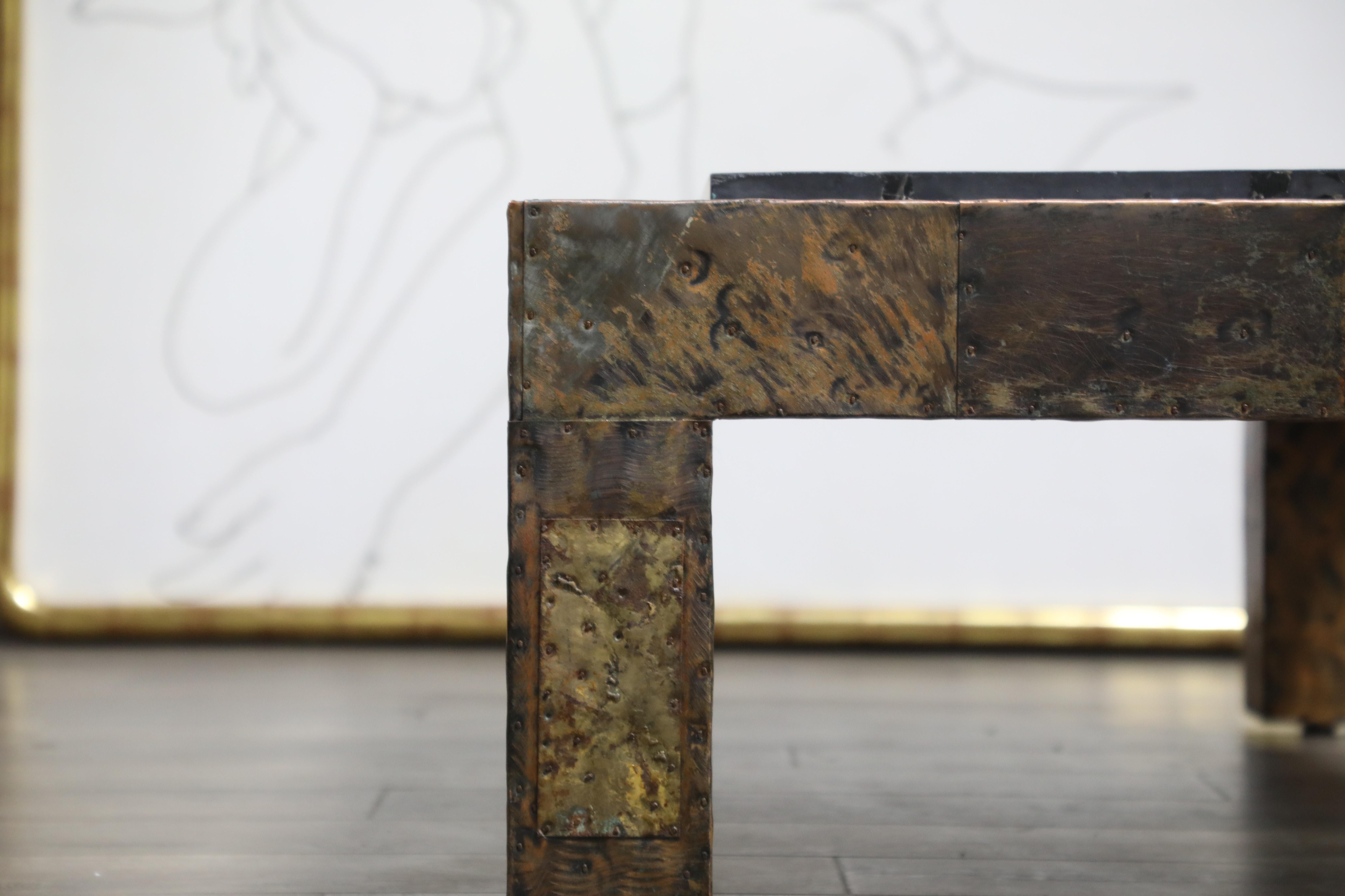 Paul Evans for Directional Patchwork Copper Coffee Table with Slate Top, 1970s 1